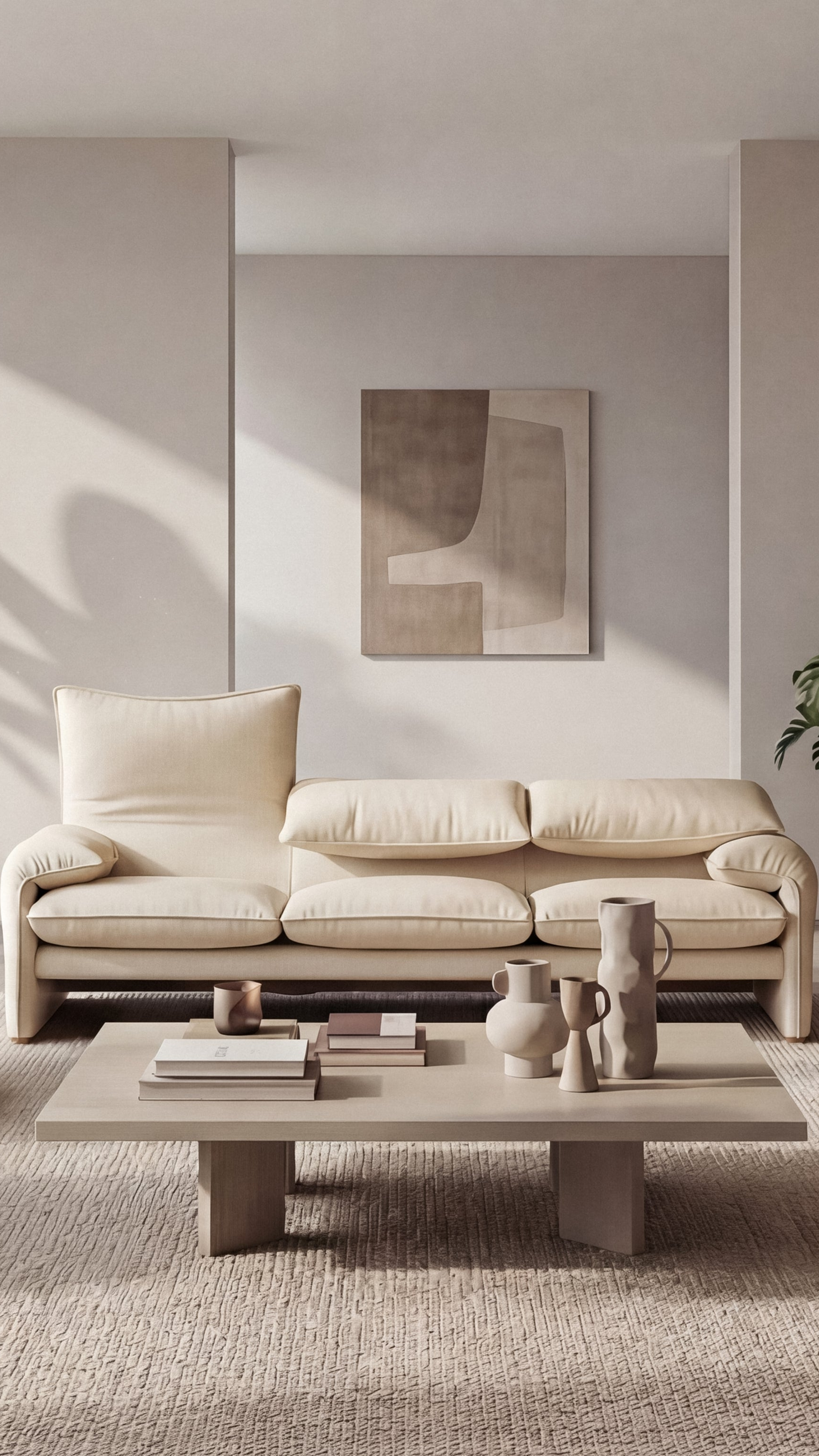 Timeless Modern & Mid-Century Modern furniture in the USA and in Canada. Image of Two Maralunga Sofas and 2 Maralunga Chairs in a modern living room - Mobile Hero Image