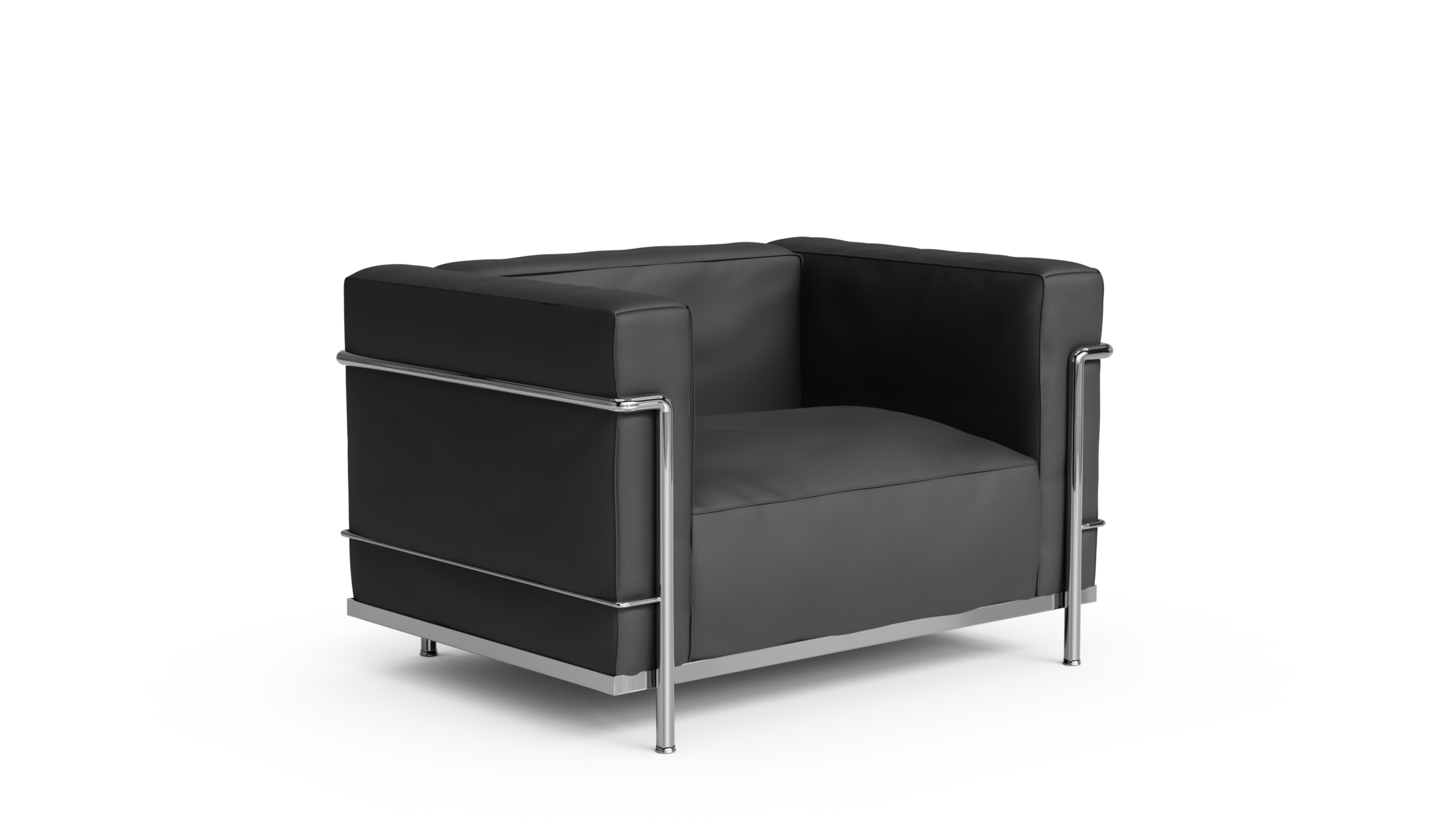 LC3 Le Corbusier with polished 304 stainless steel frame showing lustrous mirror-like finish and warm reflective quality