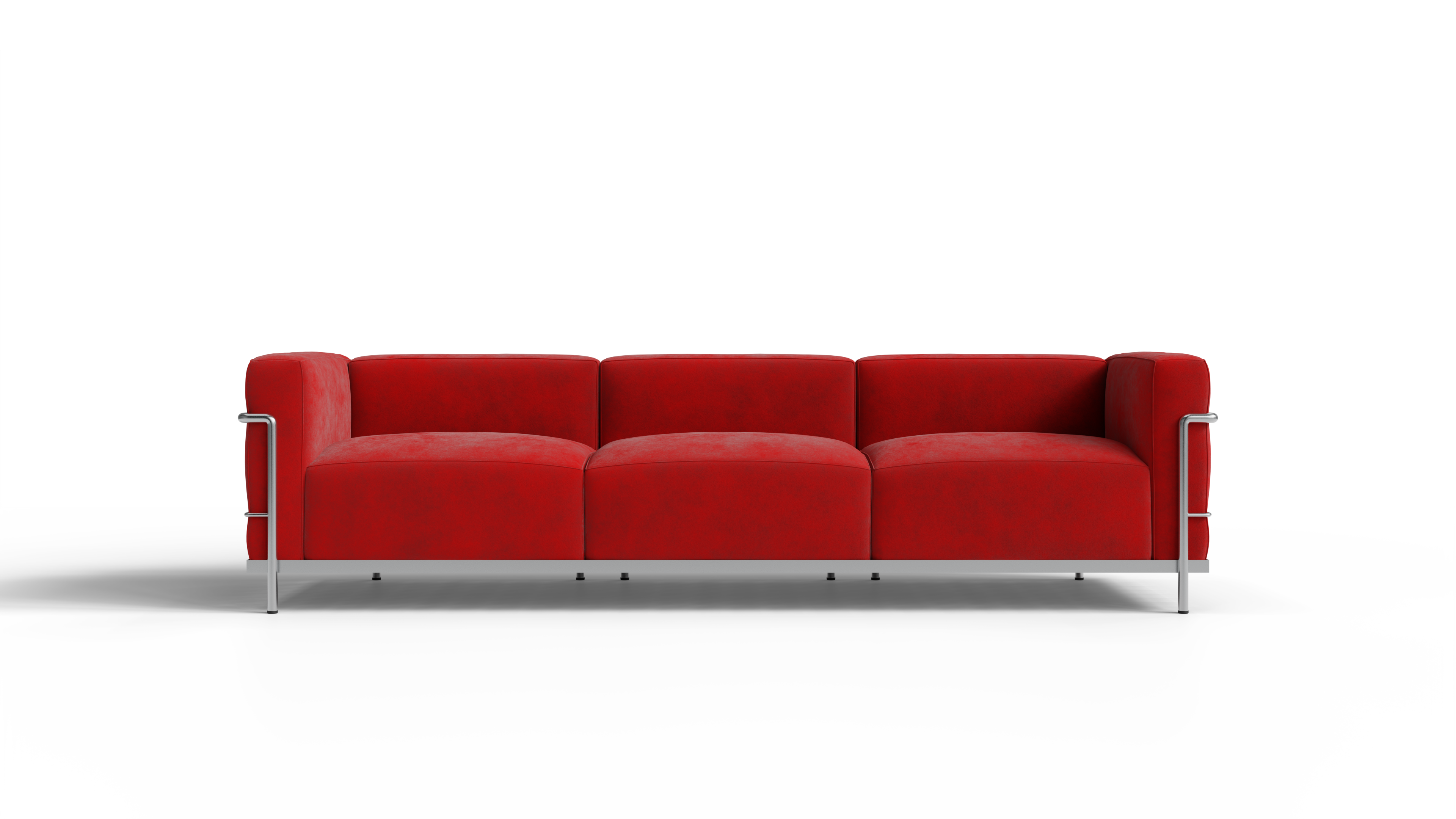 Le Corbusier LC3 Sofa in Canada and the USA LC3 Confort Grand Modele Sofa Three-Seater - Red Nubuck, Matte Chrome Frame - Front