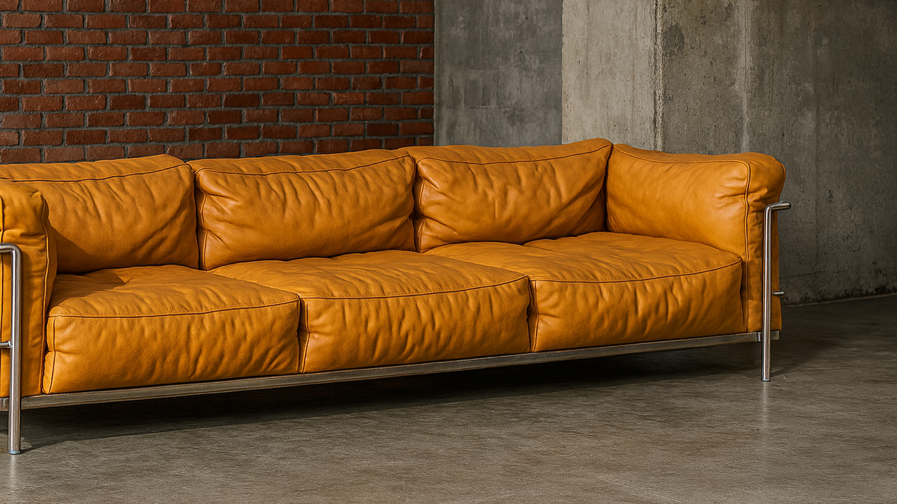 Le Corbusier LC3 three-seat sofa with all down feather cushions - LC3 sofas and chairs buying guide luxury plush seating option