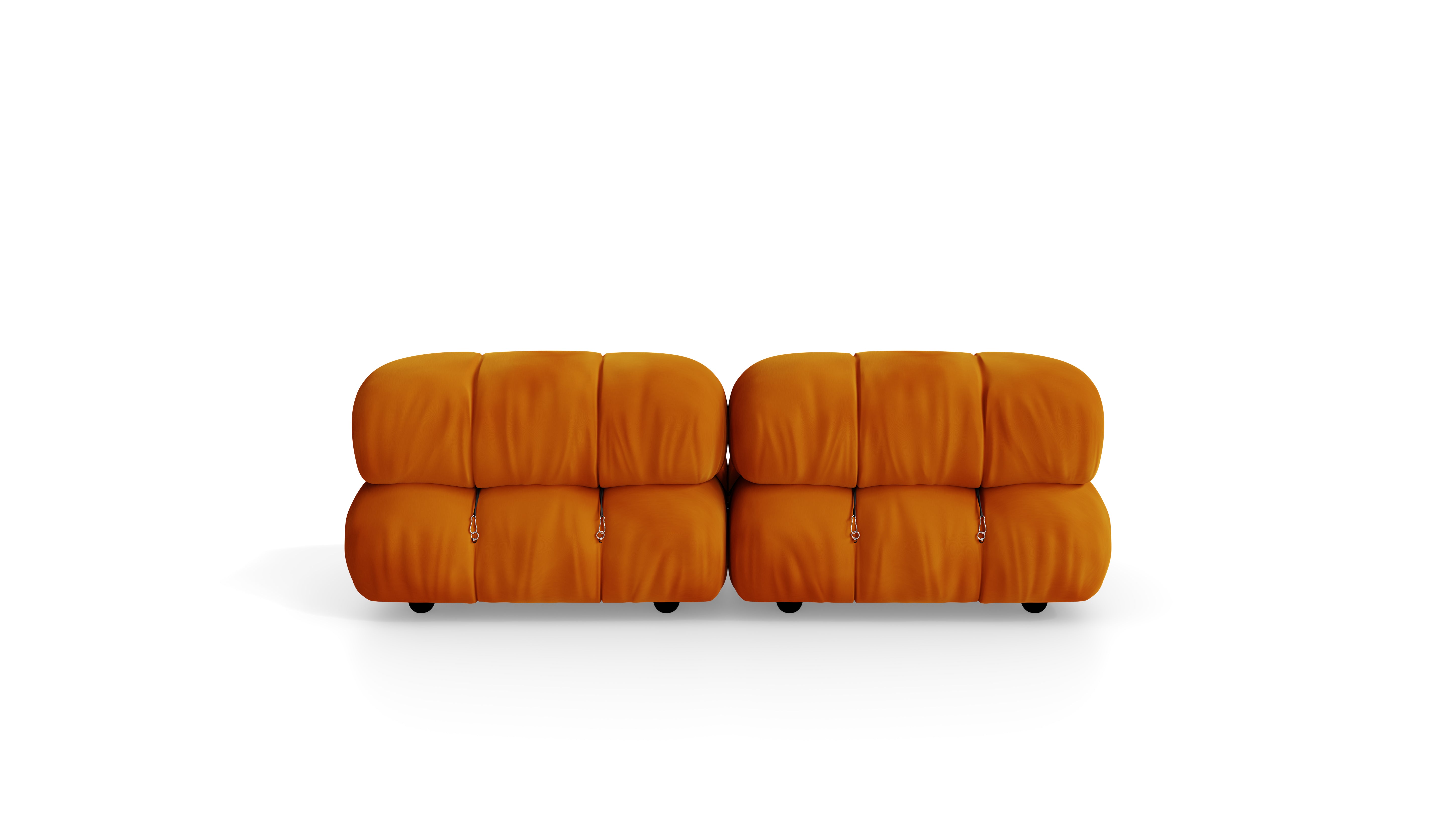 Golden Ochre Velvet Mario Bellini Camaleonda 2-Seater Sofa reproduction, Caméléonde Sofa: Two-Seater Short Arms by Archetype Forms, in the USA and Canada - Back