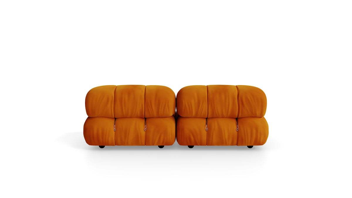 Golden Ochre Velvet Mario Bellini Camaleonda 2-Seater Sofa reproduction, Caméléonde Sofa: Two-Seater Short Arms by Archetype Forms, in the USA and Canada - Back