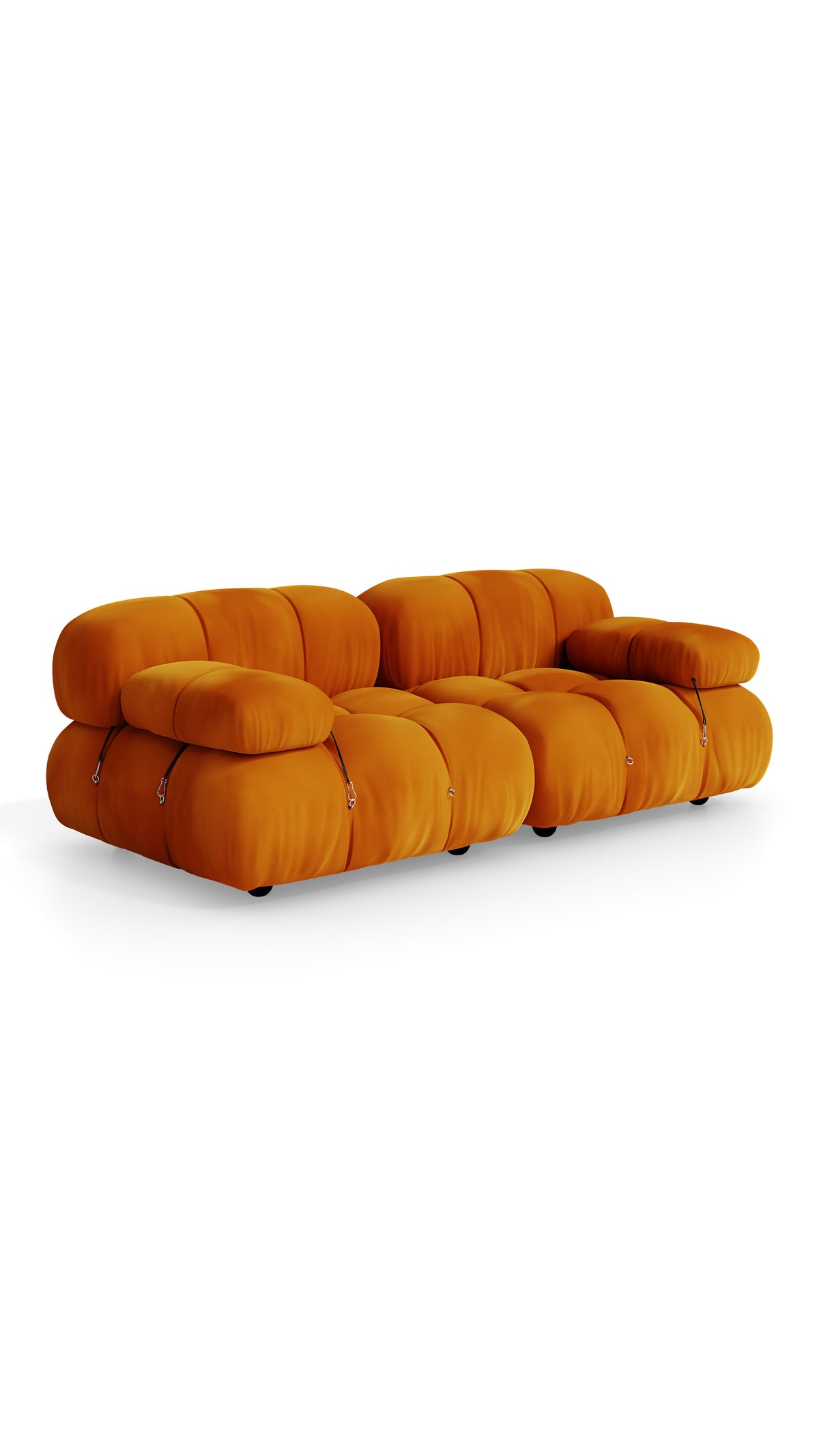 Golden Ochre Velvet Mario Bellini Camaleonda 2-Seater Sofa reproduction, Caméléonde Sofa: Two-Seater Short Arms by Archetype Forms, in the USA and Canada - Mobile Hero