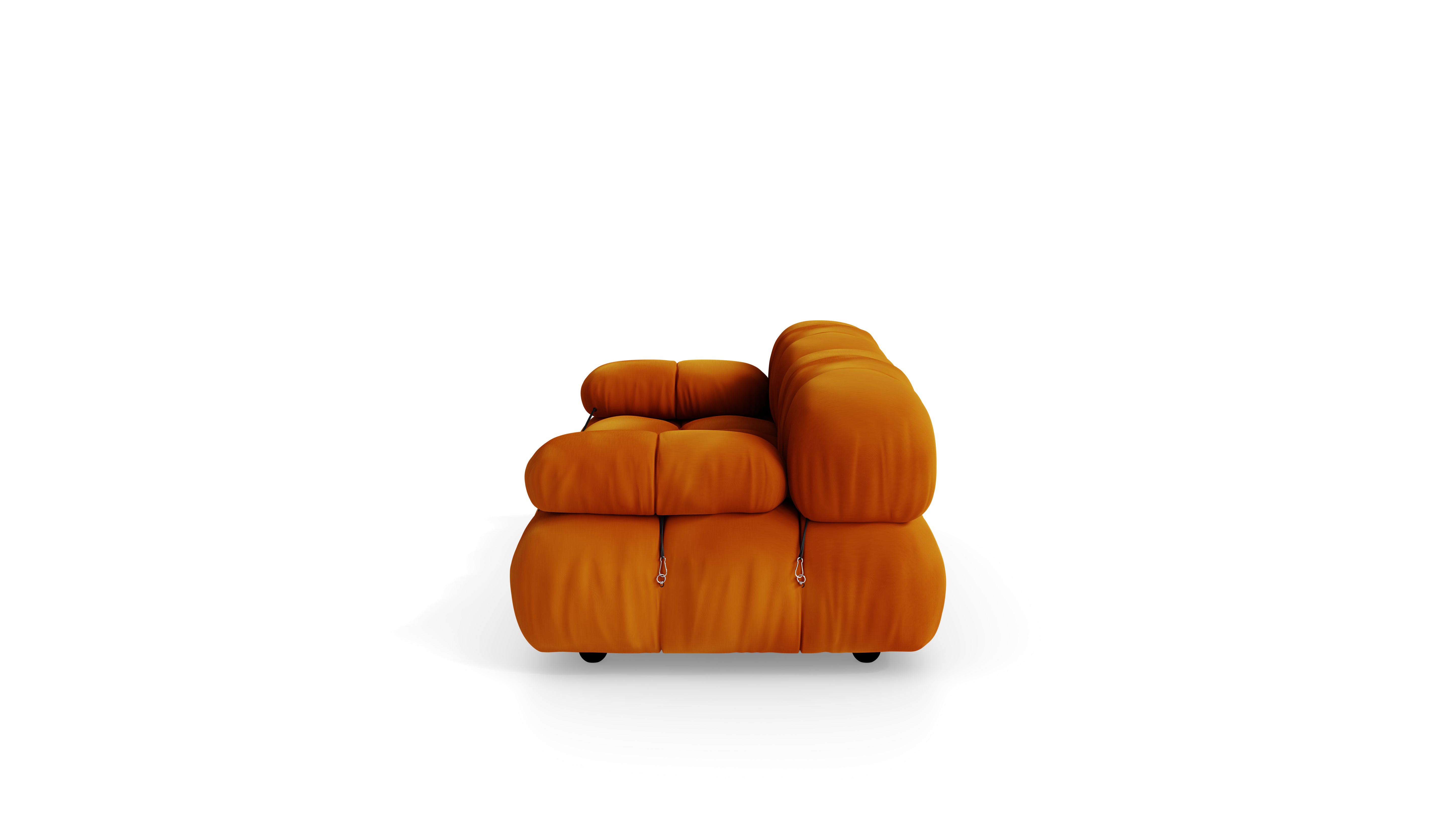 Golden Ochre Velvet Mario Bellini Camaleonda 2-Seater Sofa reproduction, Caméléonde Sofa: Two-Seater Short Arms by Archetype Forms, in the USA and Canada - Side