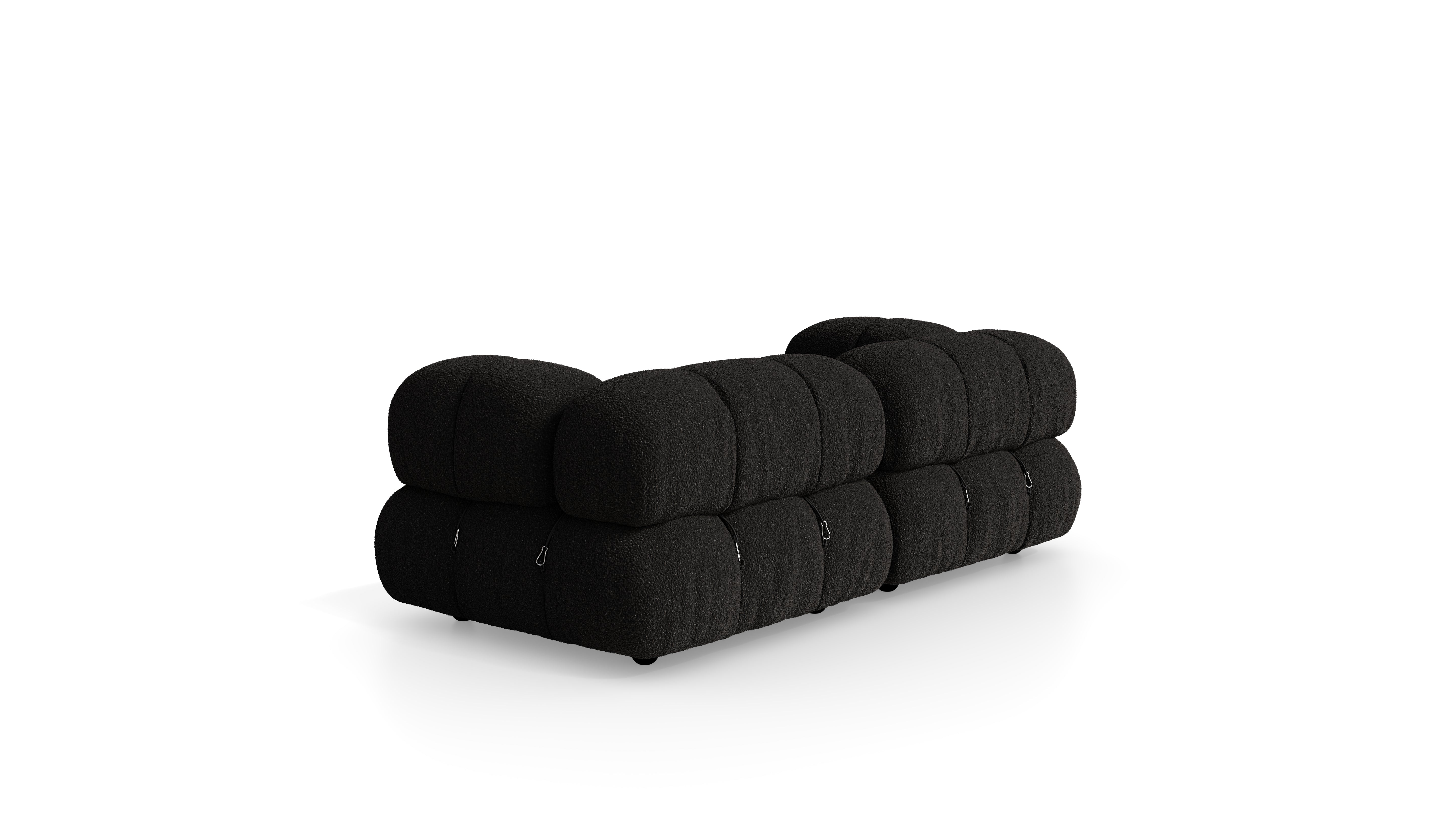 Midnight Black Boucle Mario Bellini Camaleonda 2-Seater Sofa reproduction, Caméléonde Sofa: Two-Seater by Archetype Forms, in the USA and Canada - Back Angle