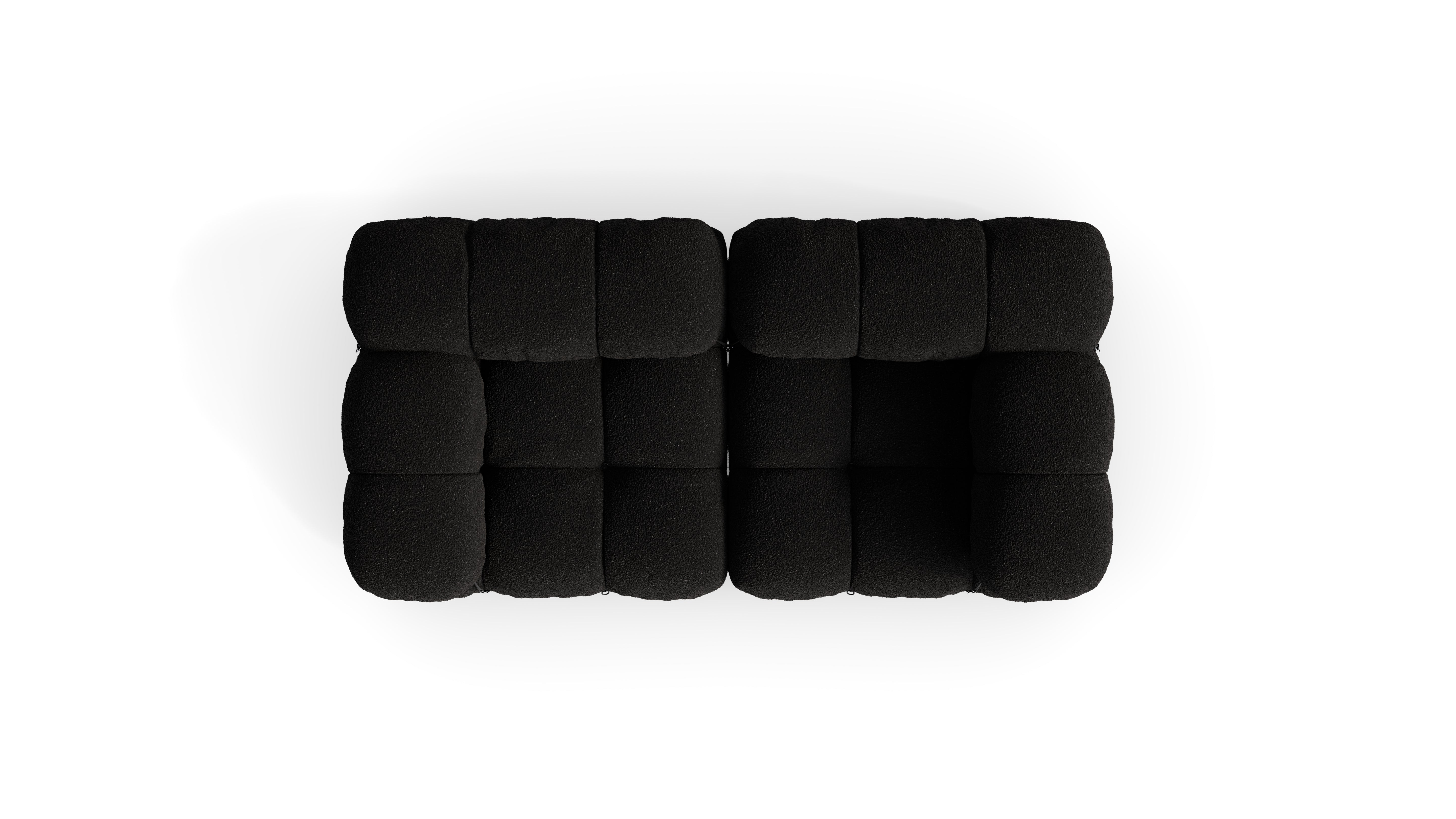 Midnight Black Boucle Mario Bellini Camaleonda 2-Seater Sofa reproduction, Caméléonde Sofa: Two-Seater by Archetype Forms, in the USA and Canada - Birds Eye View