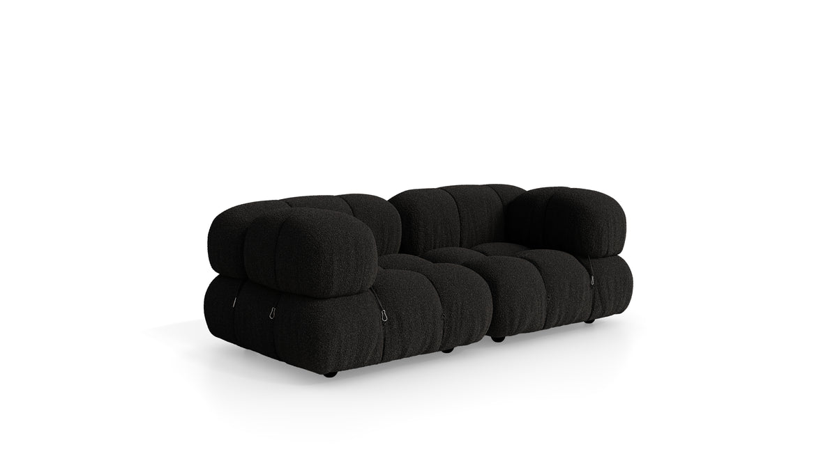 Midnight Black Boucle Mario Bellini Camaleonda 2-Seater Sofa reproduction, Caméléonde Sofa: Two-Seater by Archetype Forms, in the USA and Canada - Front Angle 2