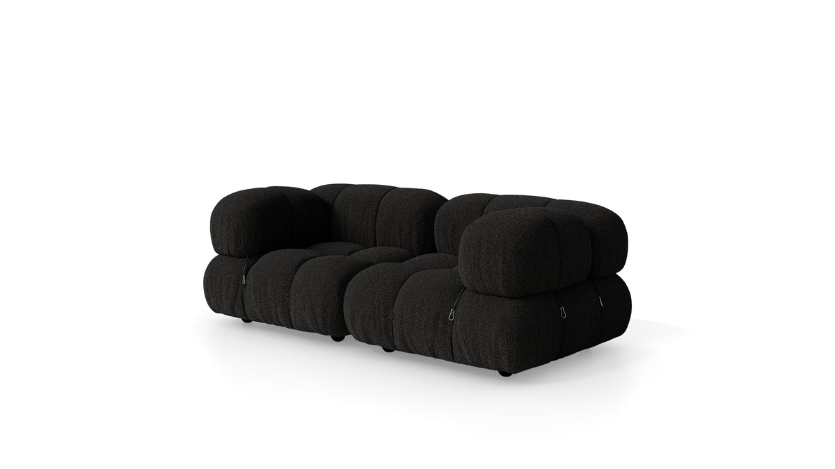 Midnight Black Boucle Mario Bellini Camaleonda 2-Seater Sofa reproduction, Caméléonde Sofa: Two-Seater by Archetype Forms, in the USA and Canada - Front Angle