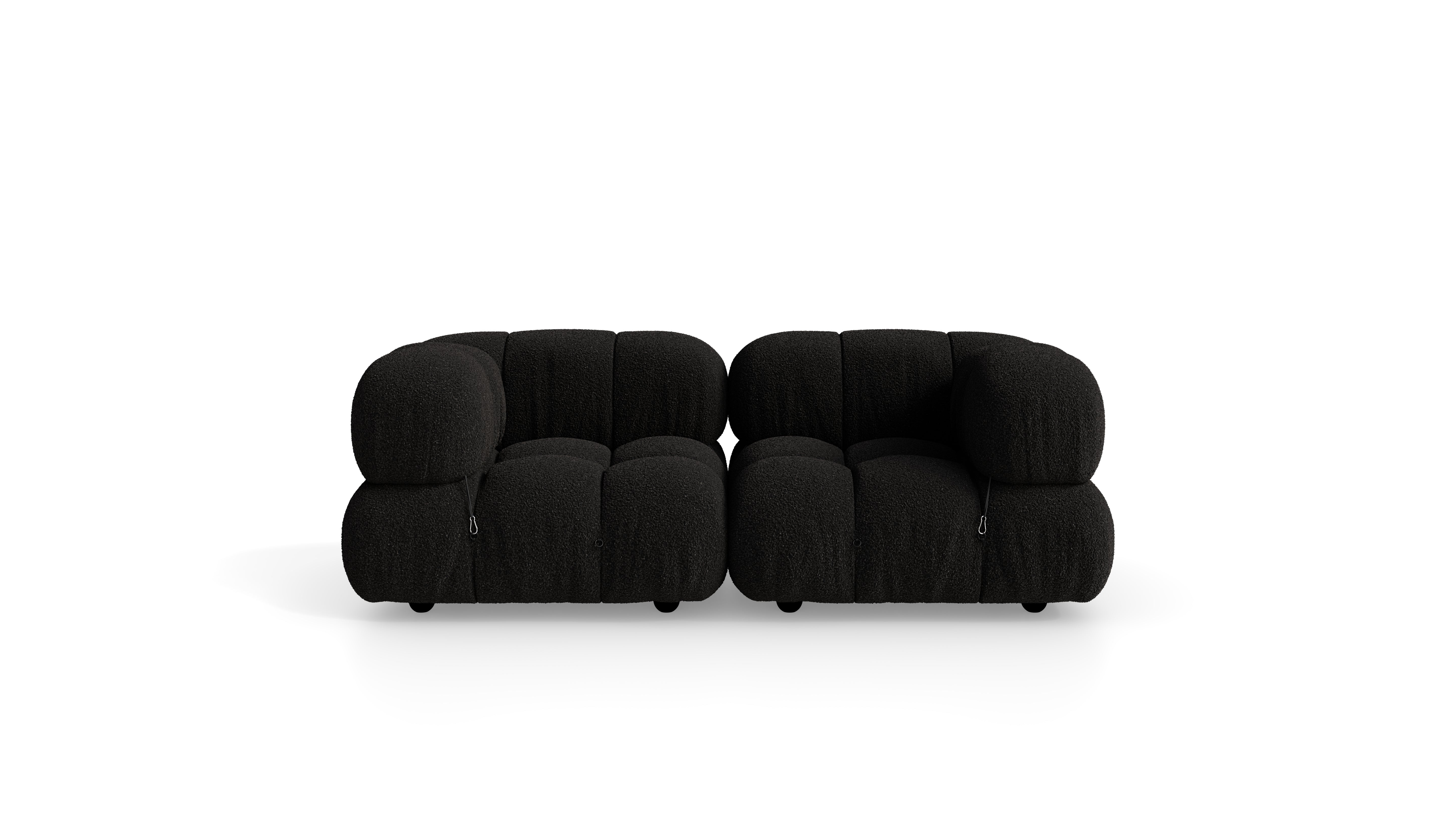 Midnight Black Boucle Mario Bellini Camaleonda 2-Seater Sofa reproduction, Caméléonde Sofa: Two-Seater by Archetype Forms, in the USA and Canada - Front