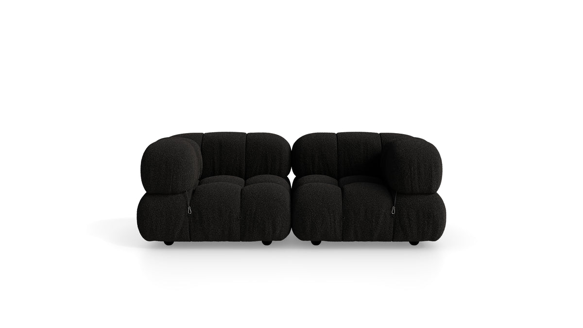 Midnight Black Boucle Mario Bellini Camaleonda 2-Seater Sofa reproduction, Caméléonde Sofa: Two-Seater by Archetype Forms, in the USA and Canada - Front