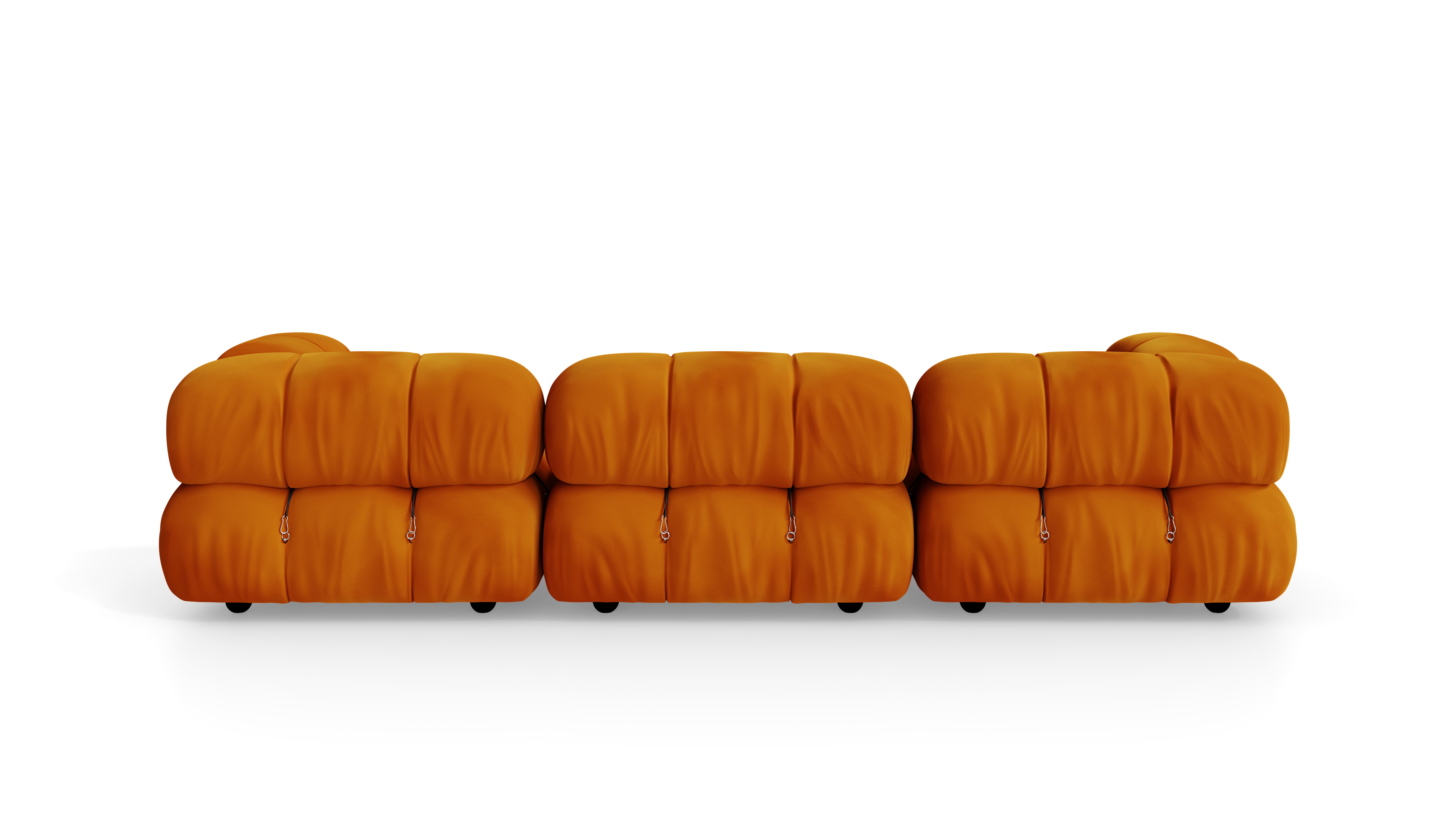 Golden Ochre Velvet Mario Bellini Camaleonda 3-Seater Sofa reproduction, Caméléonde Sofa: Three-Seater by Archetype Forms, in the USA and Canada - Back