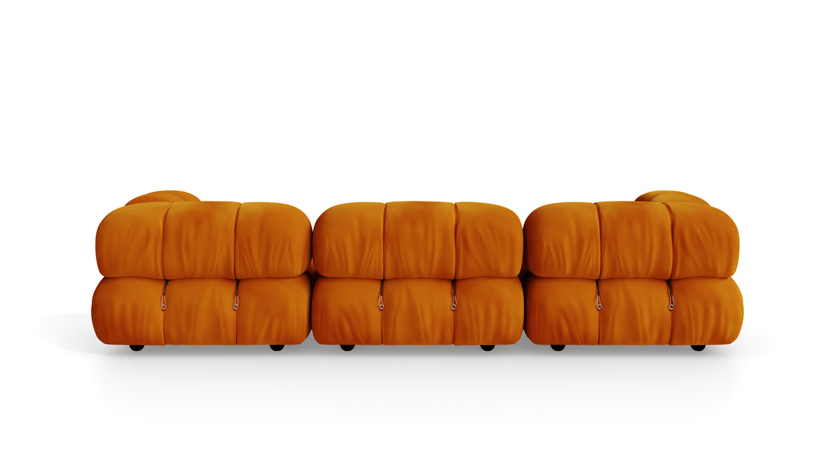 Golden Ochre Velvet Mario Bellini Camaleonda 3-Seater Sofa reproduction, Caméléonde Sofa: Three-Seater by Archetype Forms, in the USA and Canada - Back
