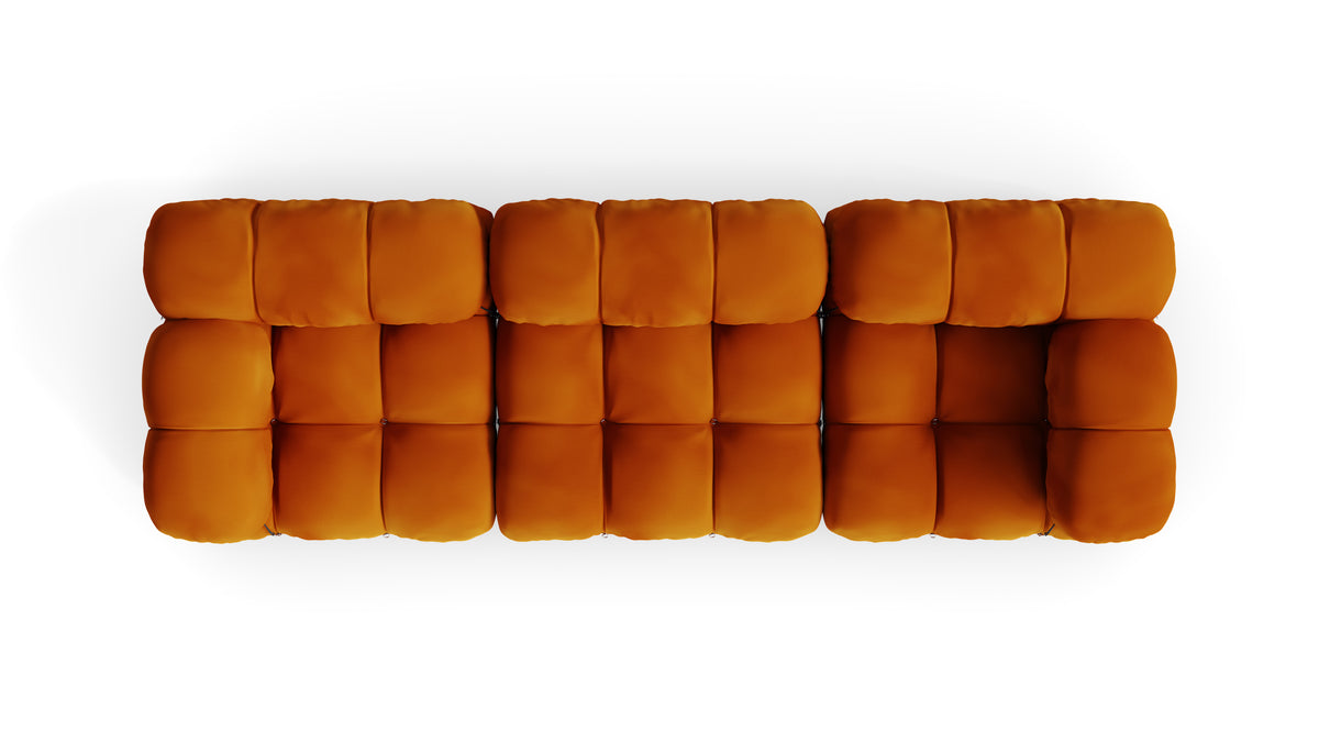 Golden Ochre Velvet Mario Bellini Camaleonda 3-Seater Sofa reproduction, Caméléonde Sofa: Three-Seater by Archetype Forms, in the USA and Canada - Birds Eye View