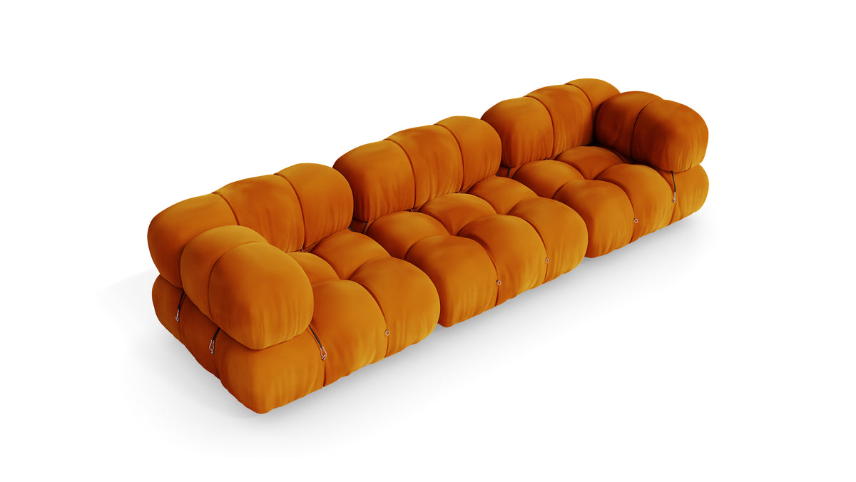 Golden Ochre Velvet Mario Bellini Camaleonda 3-Seater Sofa reproduction, Caméléonde Sofa: Three-Seater by Archetype Forms, in the USA and Canada - Hero