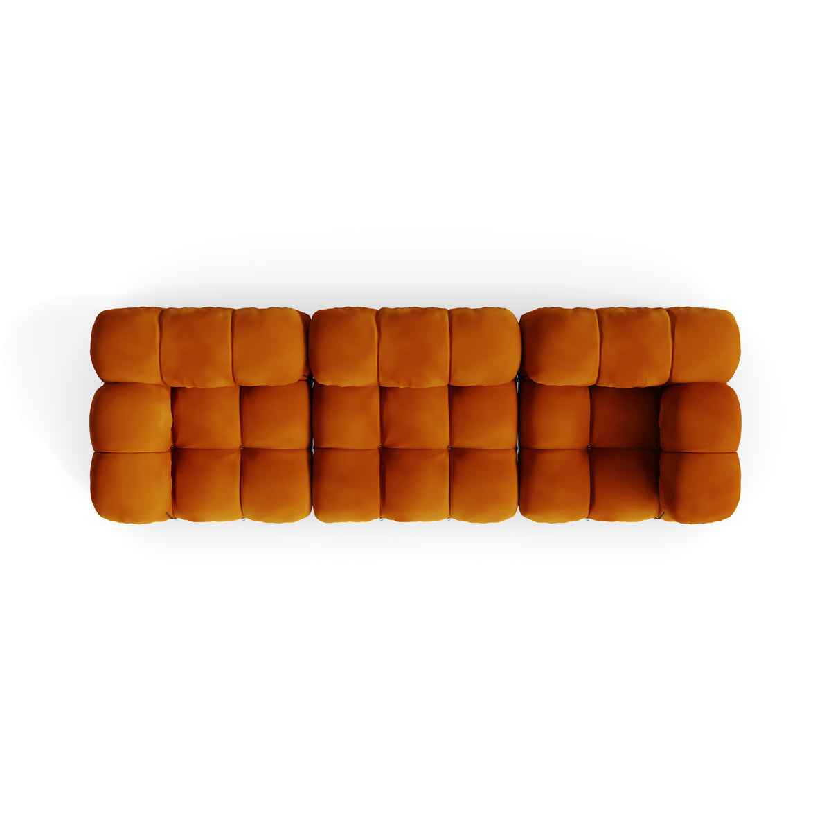 Birds eye view of the modular Mario Bellini Camaleonda 3-Seater Sofa reproduction, Caméléonde by Archetype Forms, in the USA and Canada