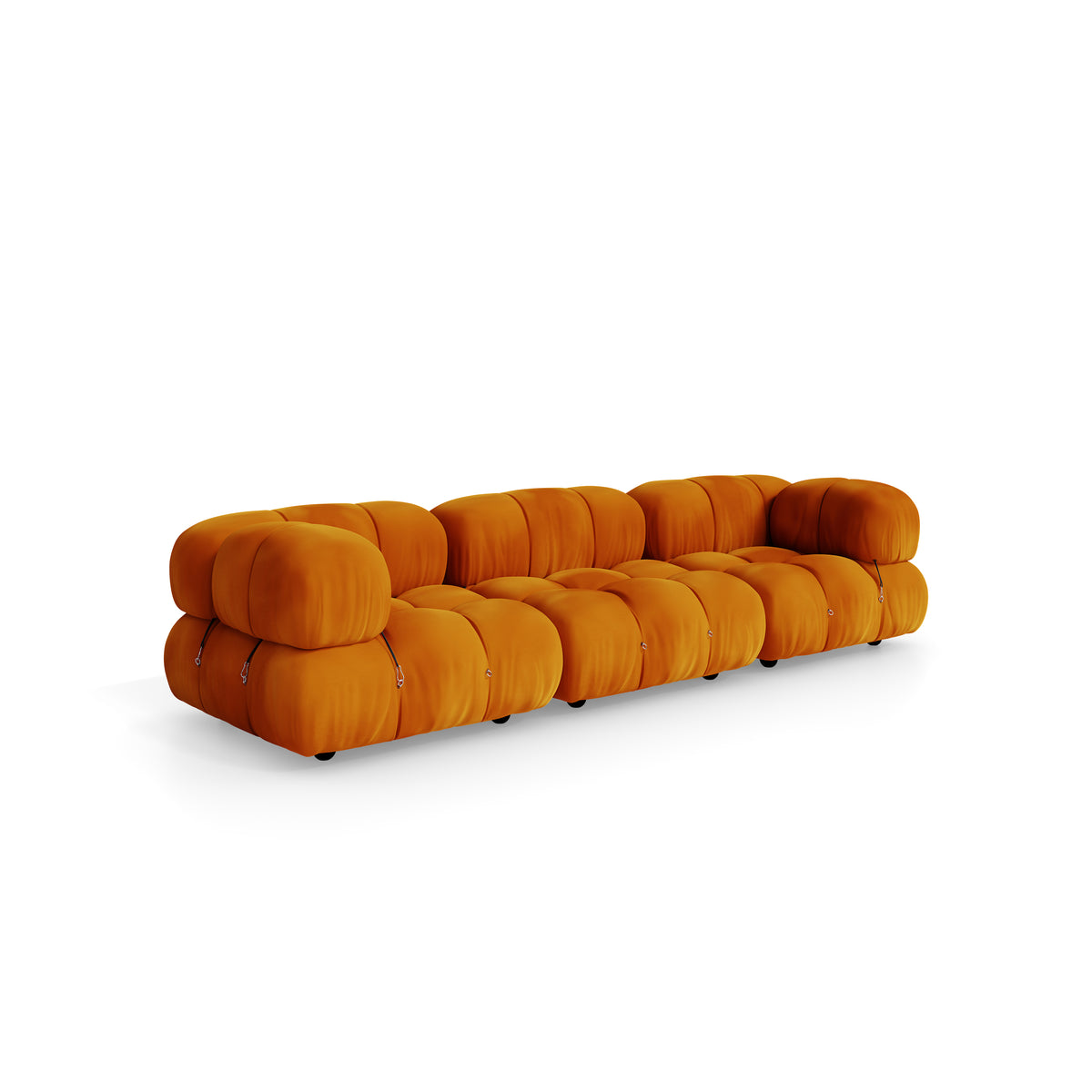 Rings and carabiners joining the modules of the Mario Bellini Camaleonda 3-Seater Sofa reproduction, Caméléonde by Archetype Forms, in the USA and Canada