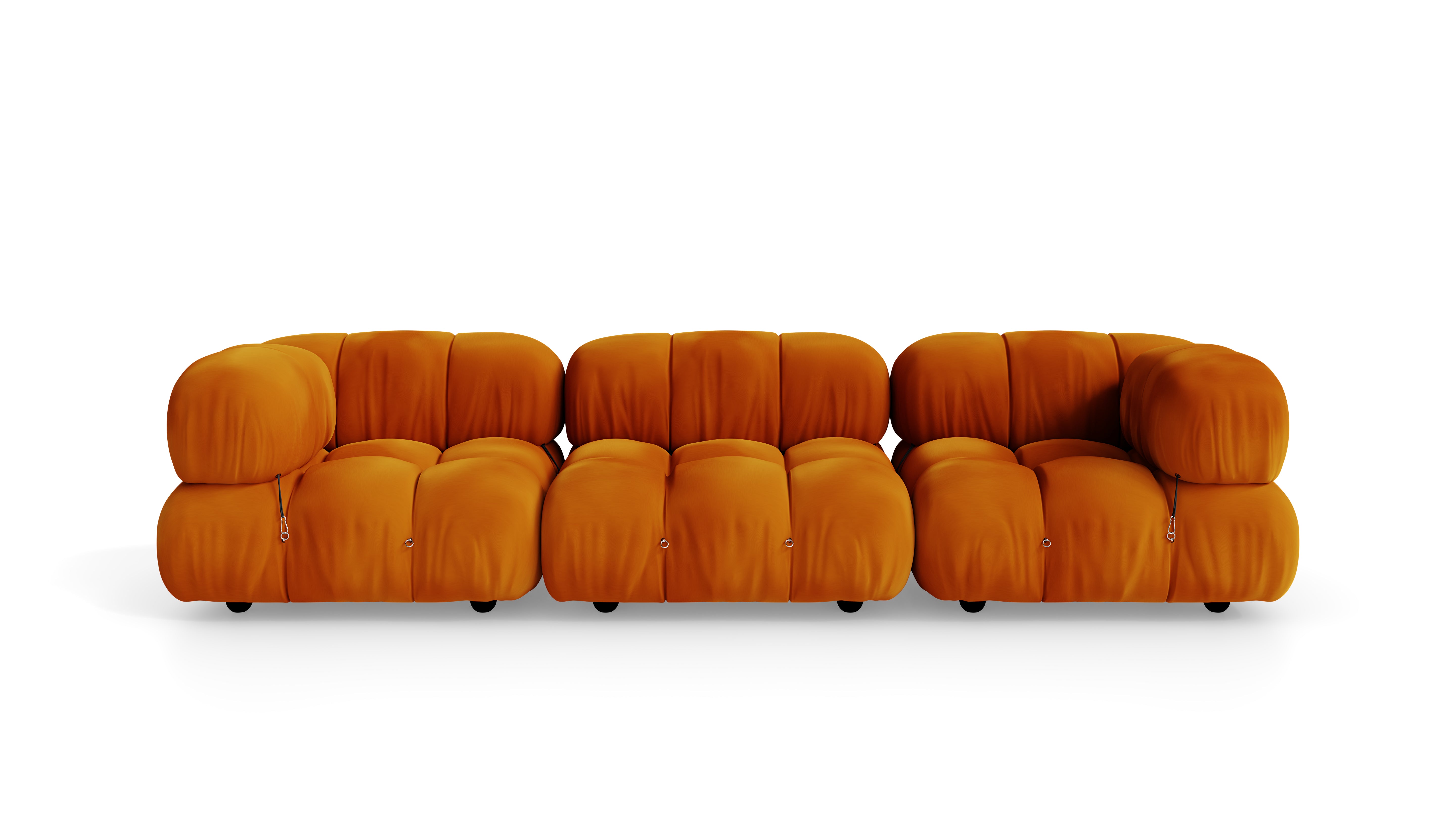 Golden Ochre Velvet Mario Bellini Camaleonda 3-Seater Sofa reproduction, Caméléonde Sofa: Three-Seater by Archetype Forms, in the USA and Canada - Front
