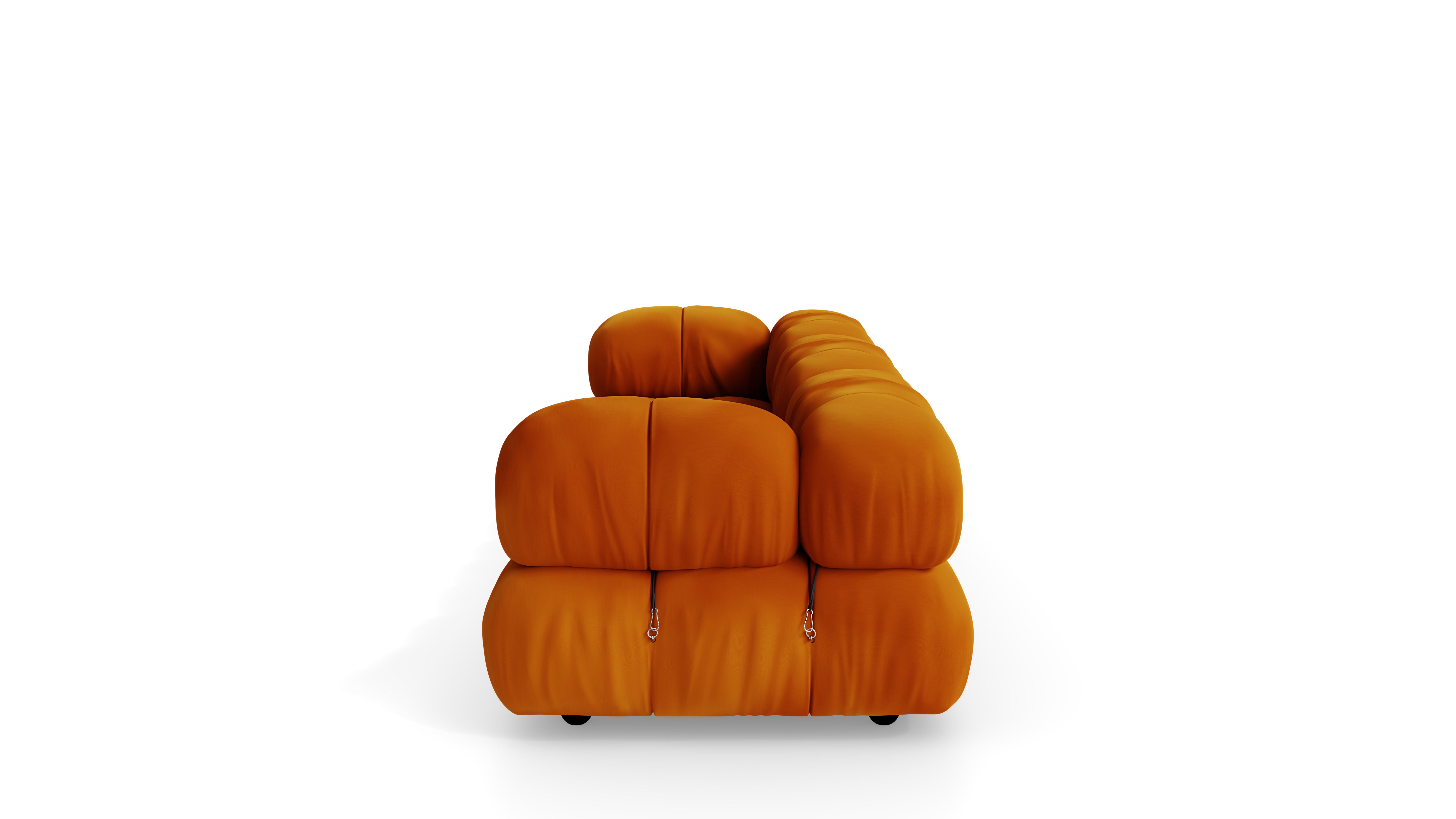 Golden Ochre Velvet Mario Bellini Camaleonda 3-Seater Sofa reproduction, Caméléonde Sofa: Three-Seater by Archetype Forms, in the USA and Canada - Side