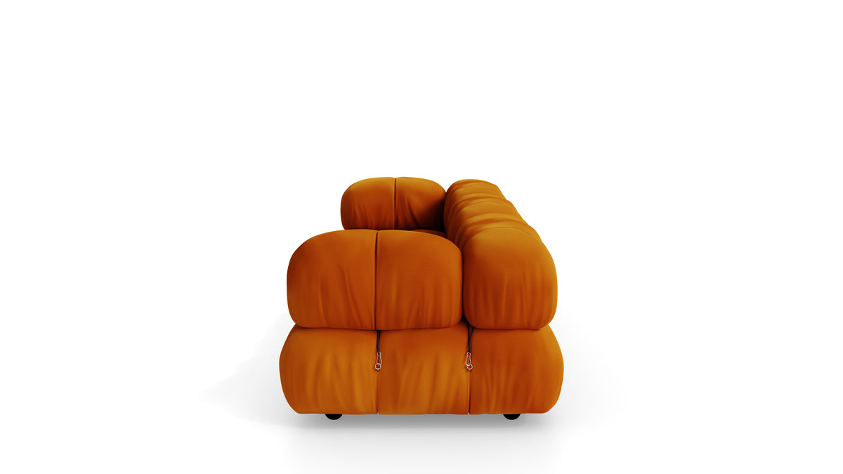 Golden Ochre Velvet Mario Bellini Camaleonda 3-Seater Sofa reproduction, Caméléonde Sofa: Three-Seater by Archetype Forms, in the USA and Canada - Side