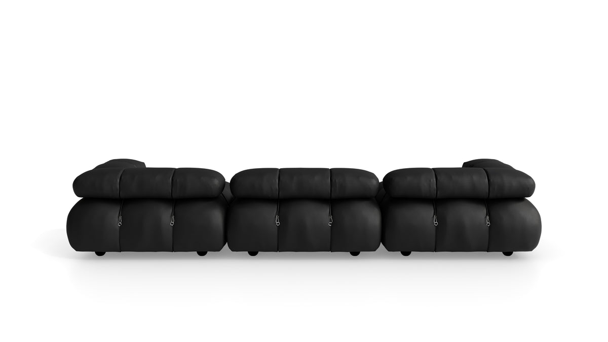 Black Leather Mario Bellini Camaleonda 3-Seater Sofa reproduction, Caméléonde Sofa: Three-Seater Low Back by Archetype Forms, in the USA and Canada - Back