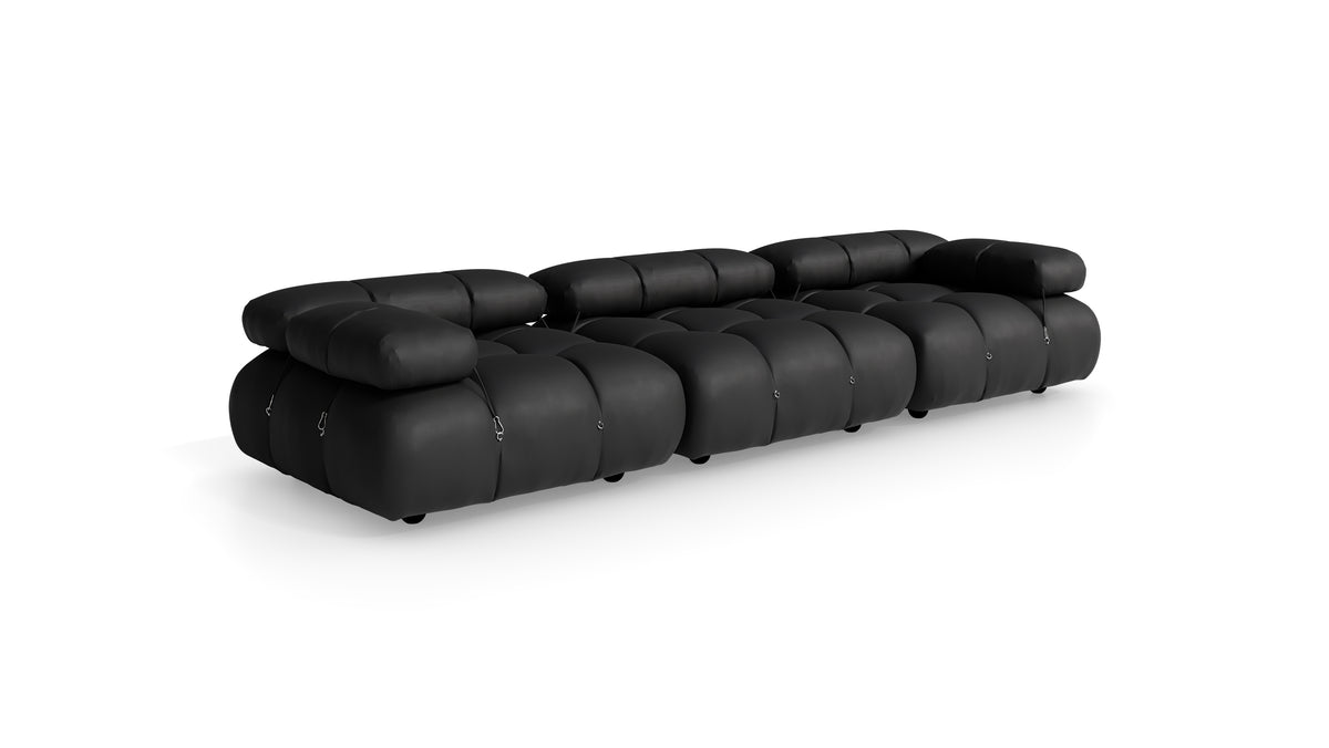 Black Leather Mario Bellini Camaleonda 3-Seater Sofa reproduction, Caméléonde Sofa: Three-Seater Low Back by Archetype Forms, in the USA and Canada - Hero