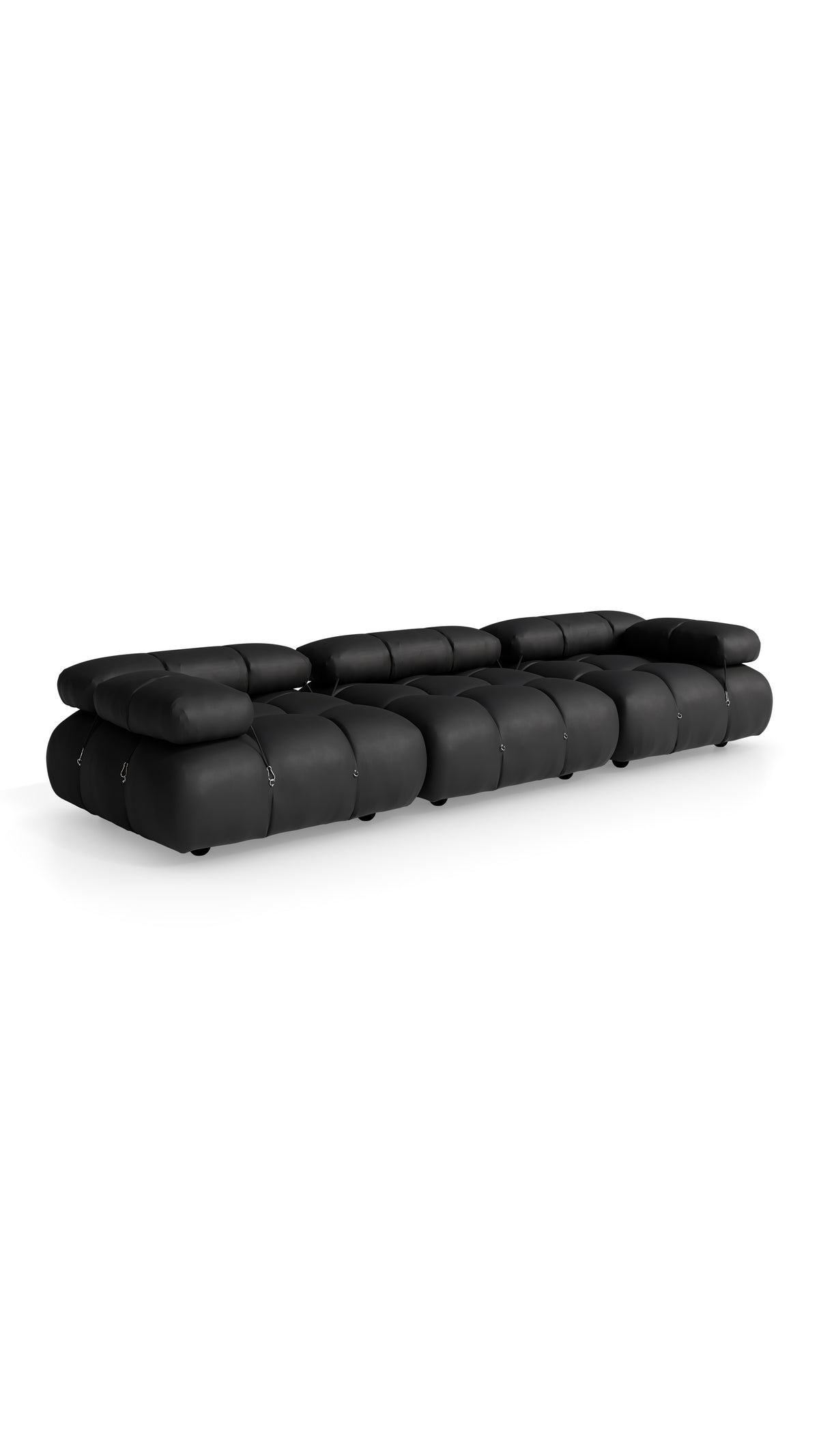 Black Leather Mario Bellini Camaleonda 3-Seater Sofa reproduction, Caméléonde Sofa: Three-Seater Low Back by Archetype Forms, in the USA and Canada - Mobile Hero