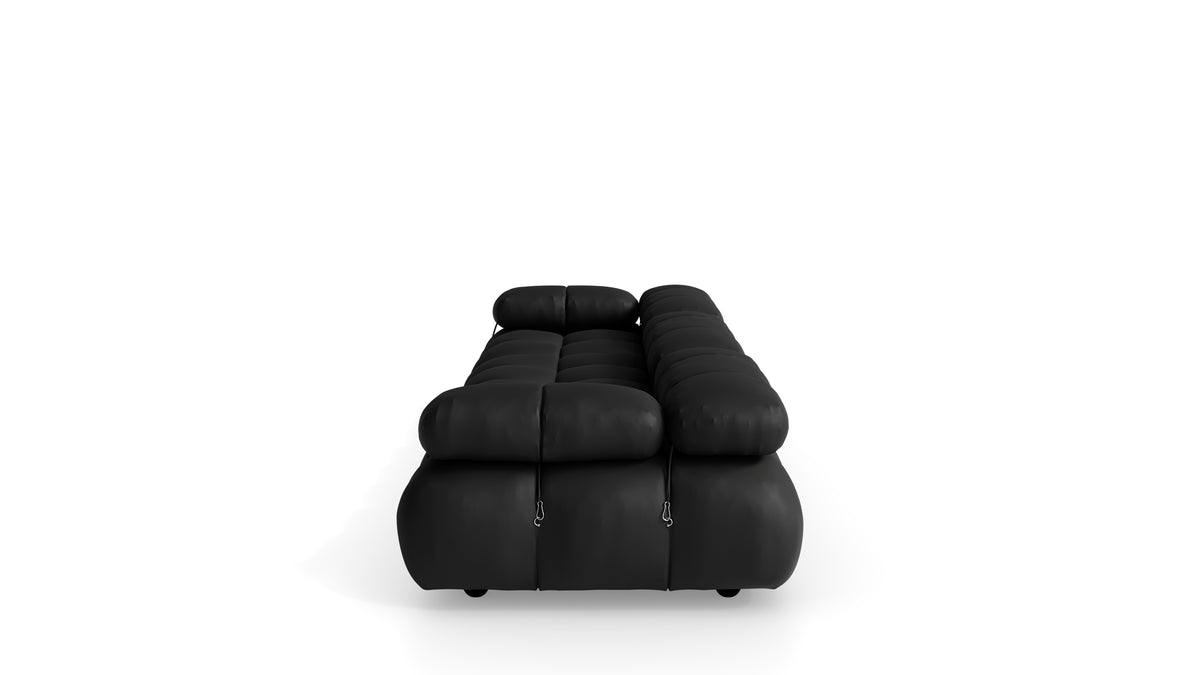 Black Leather Mario Bellini Camaleonda 3-Seater Sofa reproduction, Caméléonde Sofa: Three-Seater Low Back by Archetype Forms, in the USA and Canada - Side