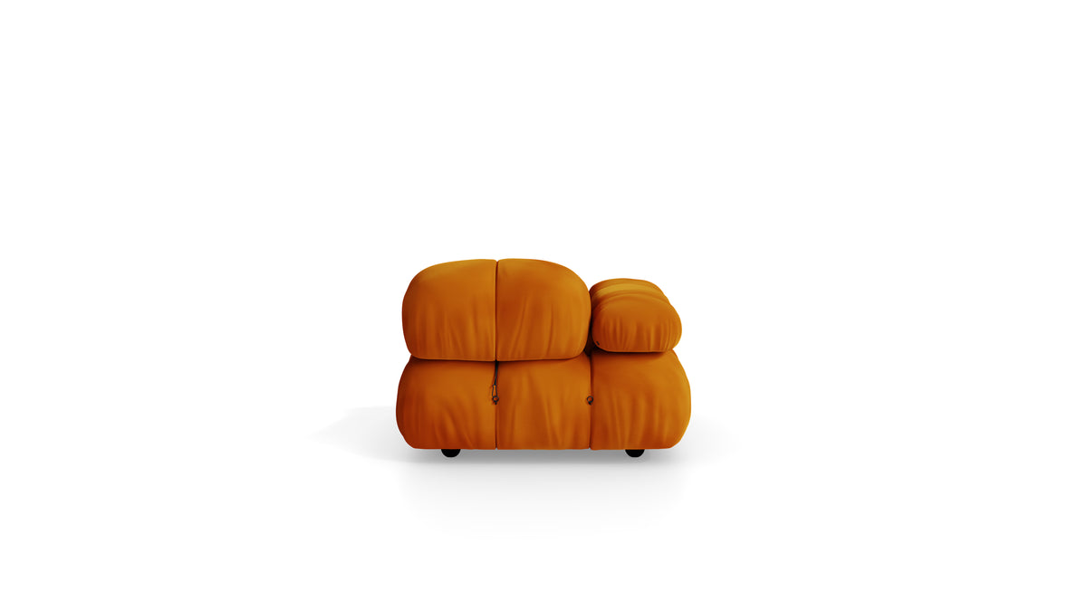Golden Ochre Velvet Mario Bellini Camaleonda Armchair reproduction, Caméléonde Armchair: High Back Low Arm by Archetype Forms, in the USA and Canada - Back