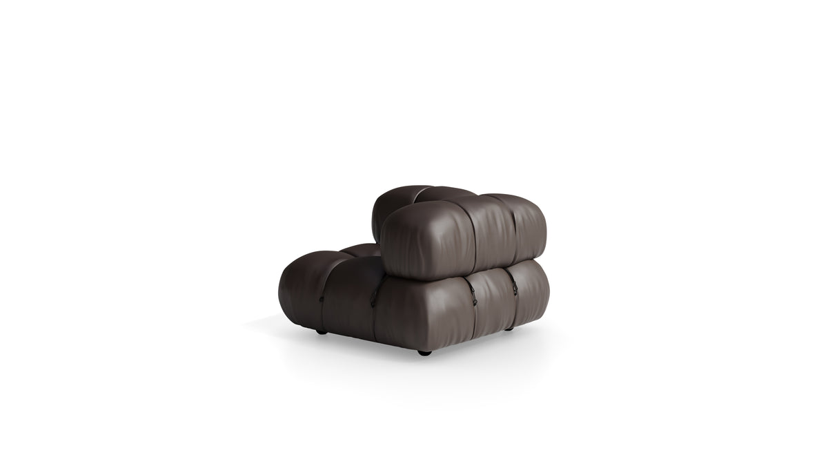 Brunico Leather Mario Bellini Camaleonda Armchair reproduction, Caméléonde Armchair | Corner Module by Archetype Forms, in the USA and Canada - Back Angle