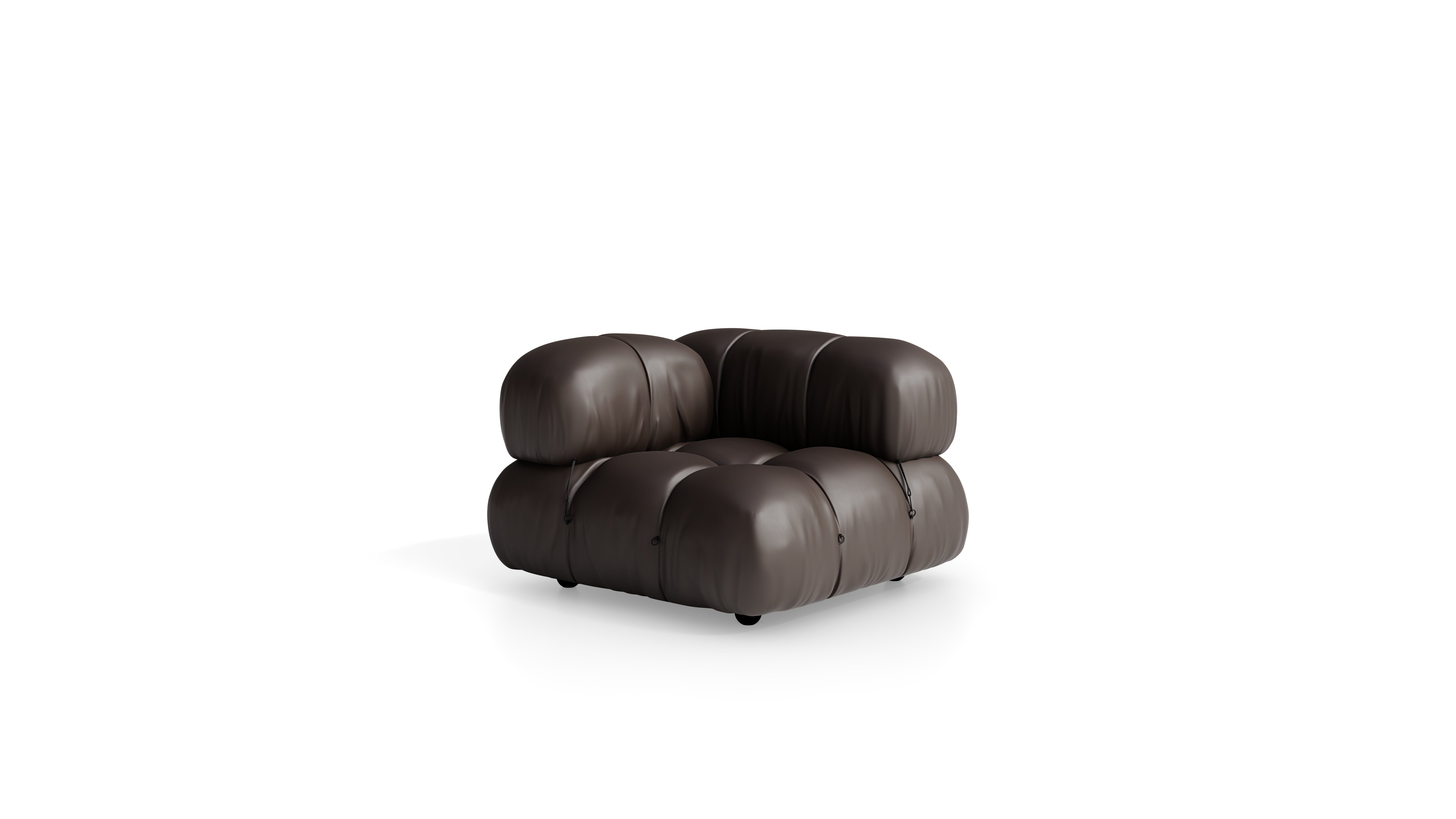 Brunico Leather Mario Bellini Camaleonda Armchair reproduction, Caméléonde Armchair | Corner Module by Archetype Forms, in the USA and Canada - Front Angle