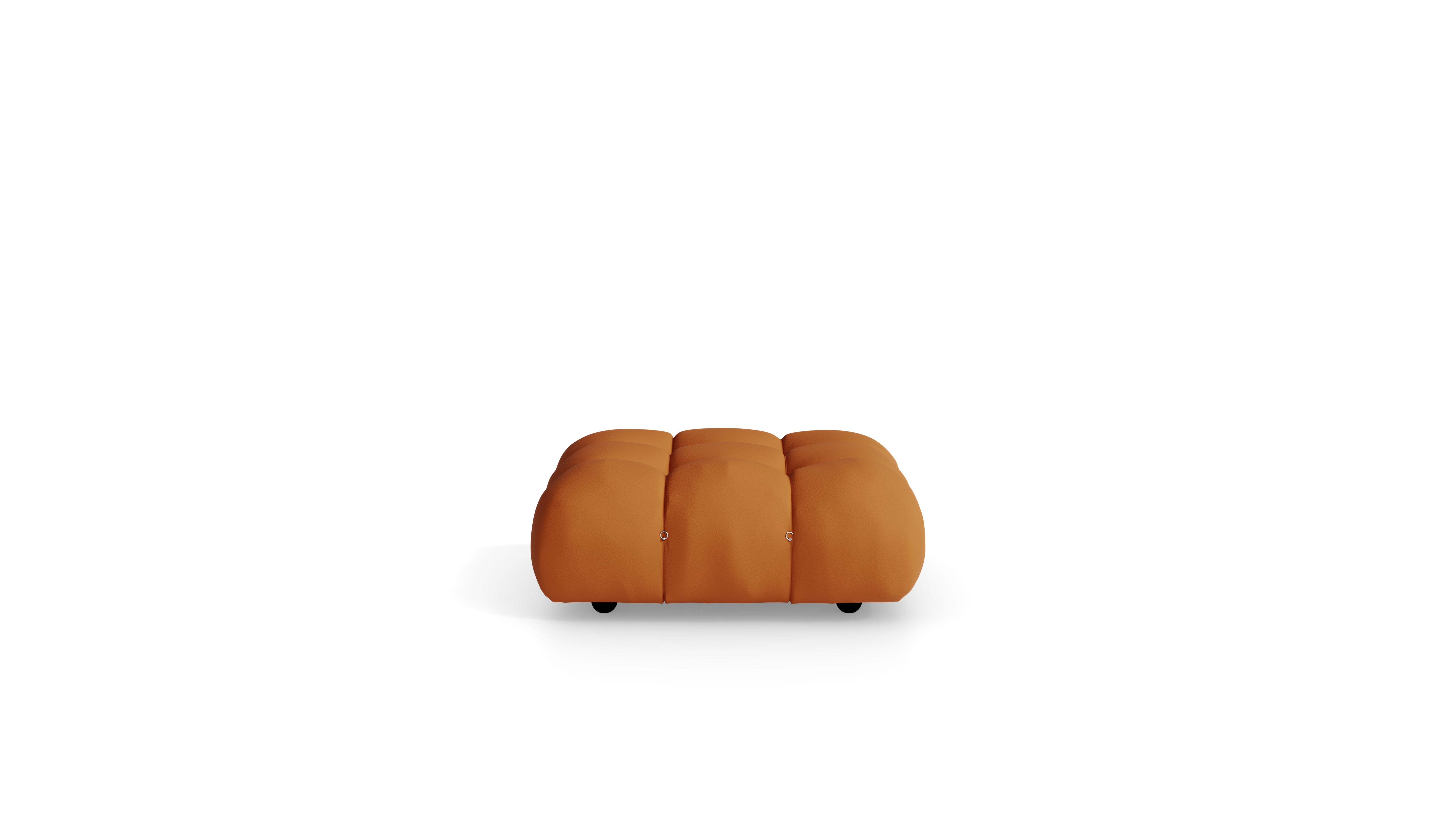 Cuoio Leather Mario Bellini Camaleonda Ottoman reproduction, Caméléonde Ottoman: Square by Archetype Forms, in the USA and Canada - Back