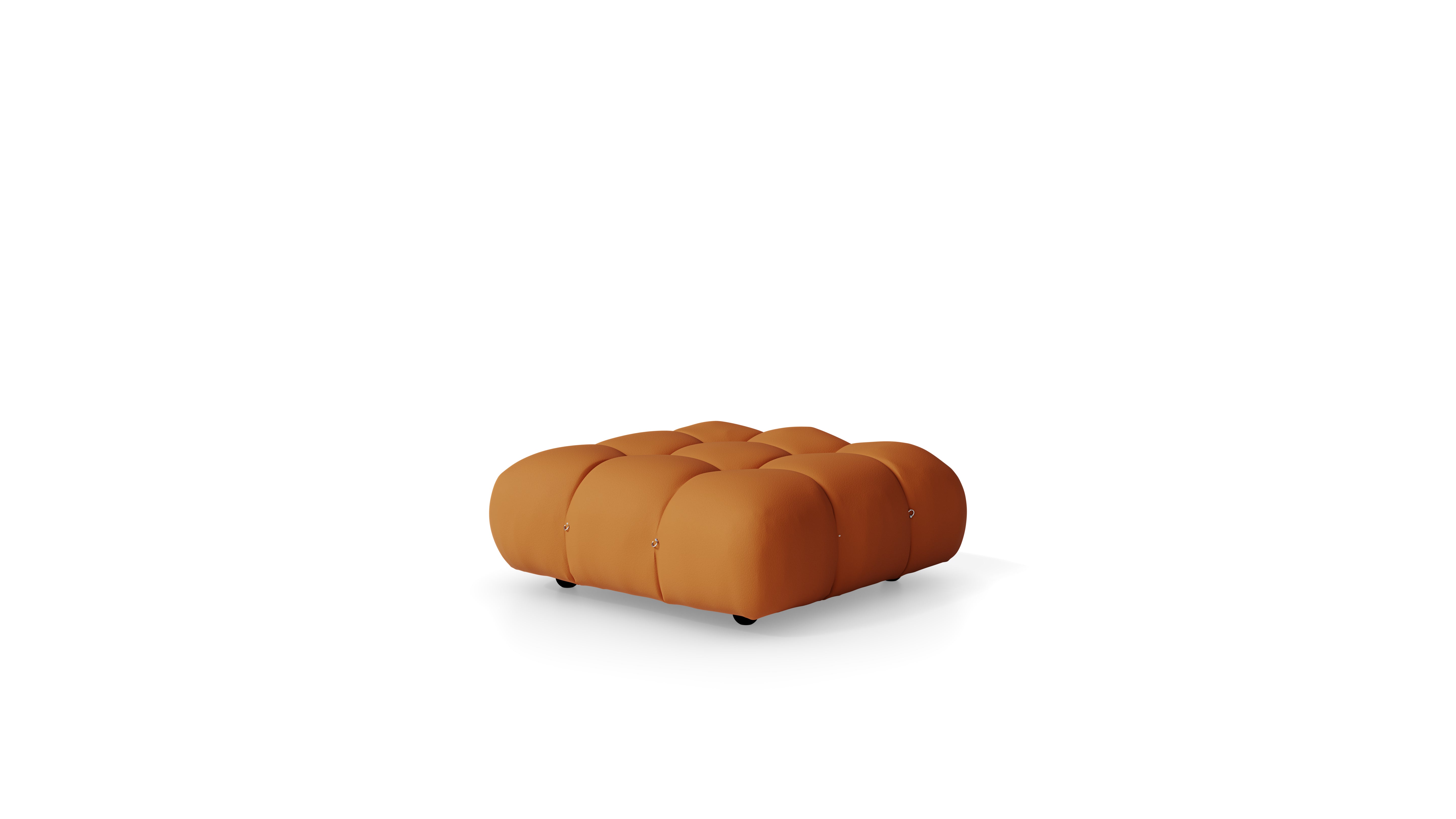Cuoio Leather Mario Bellini Camaleonda Ottoman reproduction, Caméléonde Ottoman: Square by Archetype Forms, in the USA and Canada - Front Angle