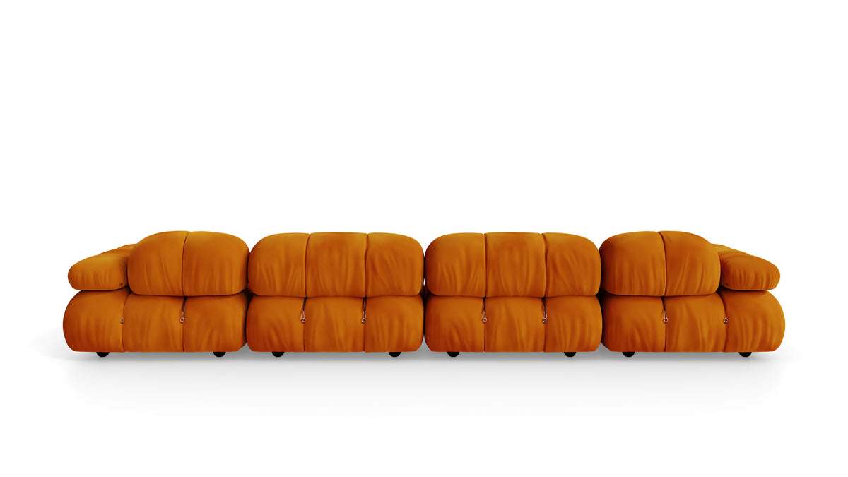 Golden Ochre Velvet Mario Bellini Camaleonda Sectional Sofa reproduction, Caméléonde Sectional: Five-Module with Ottoman by Archetype Forms, in the USA and Canada - Back