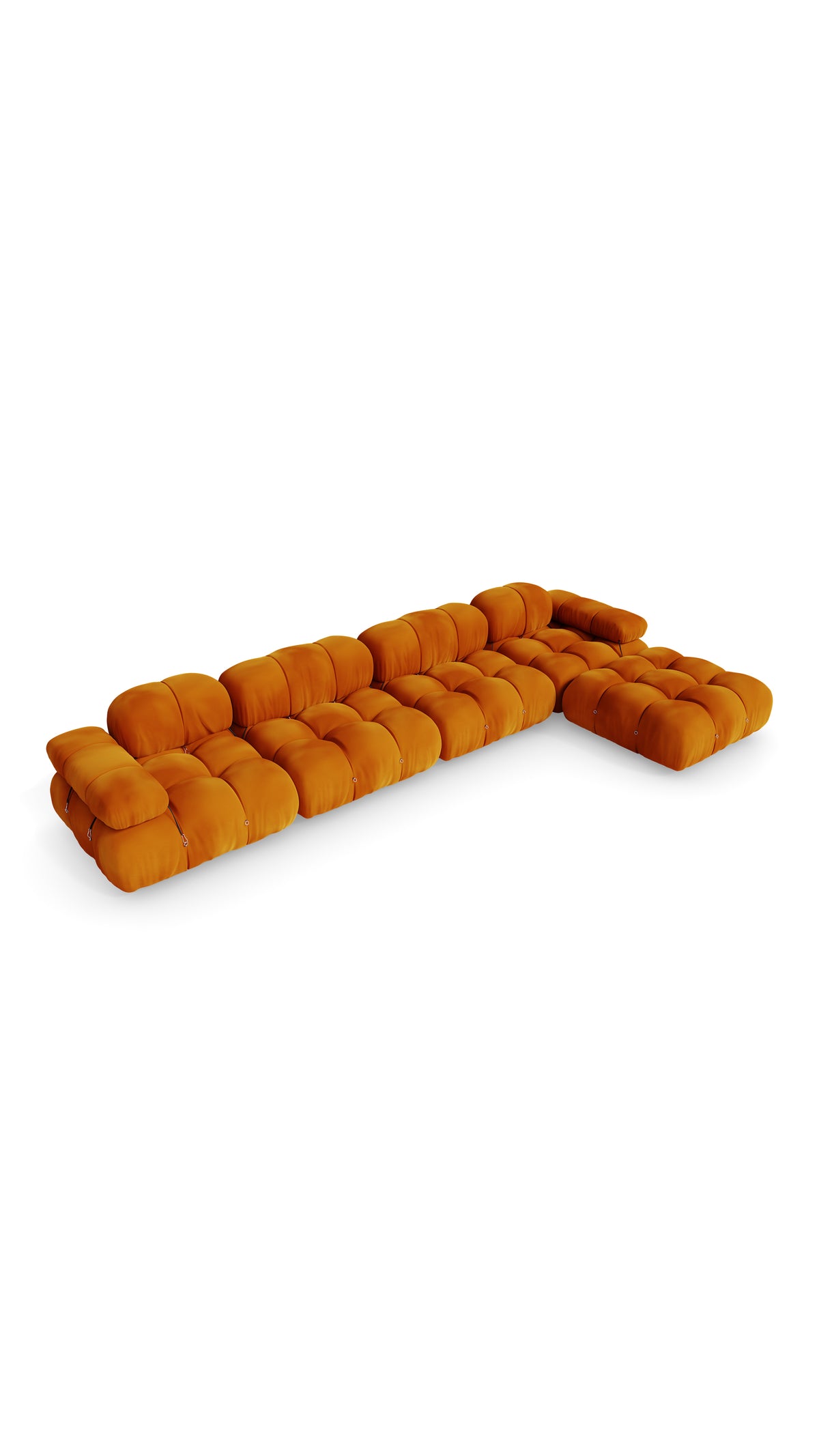 Golden Ochre Velvet Mario Bellini Camaleonda Sectional Sofa reproduction, Caméléonde Sectional: Five-Module with Ottoman by Archetype Forms, in the USA and Canada - Mobile Hero