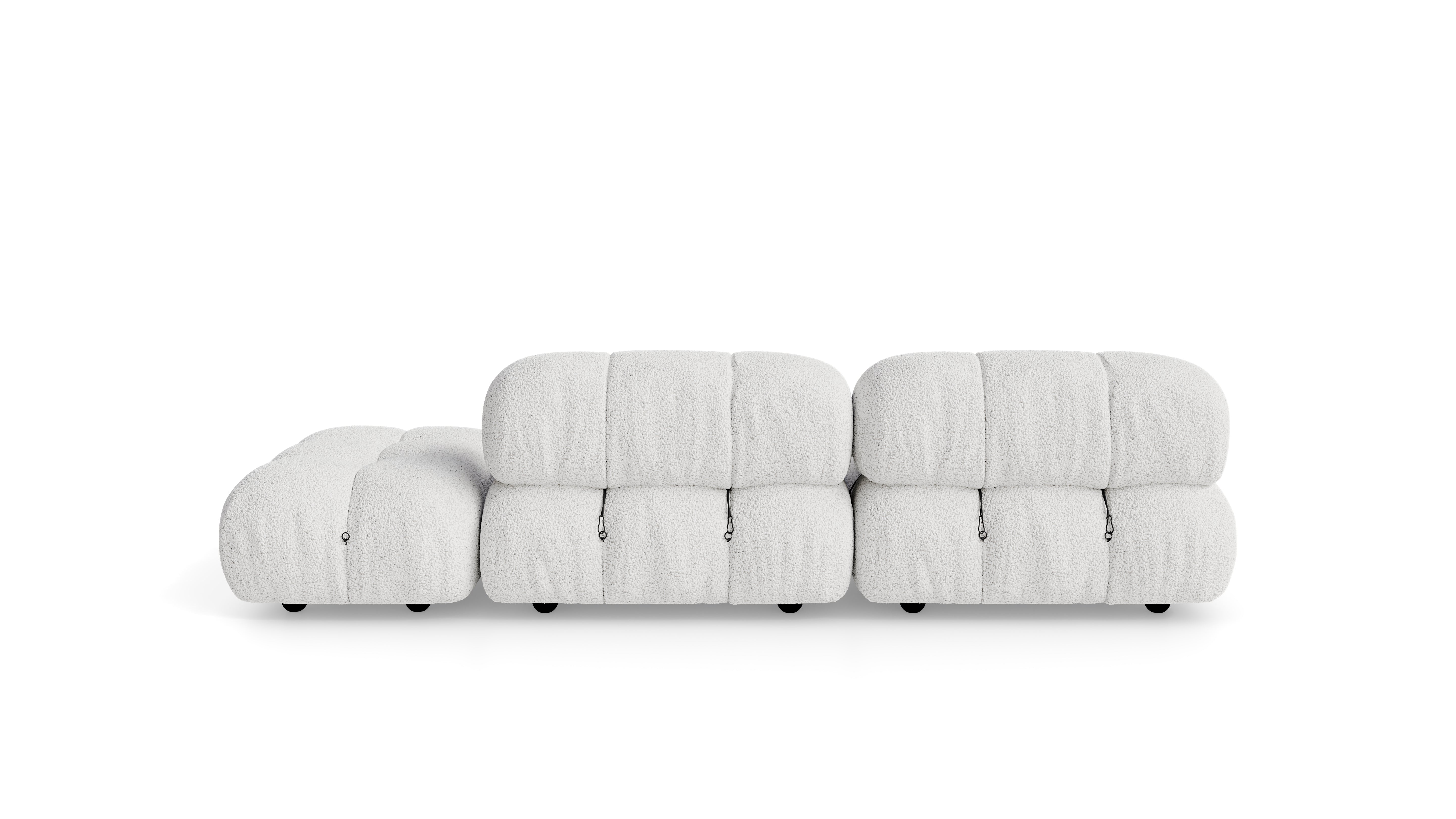 Marshmallow White Boucle Mario Bellini Camaleonda Sofa reproduction, Caméléonde Sofa: Three-Module with Ottoman End by Archetype Forms, in the USA and Canada - Back