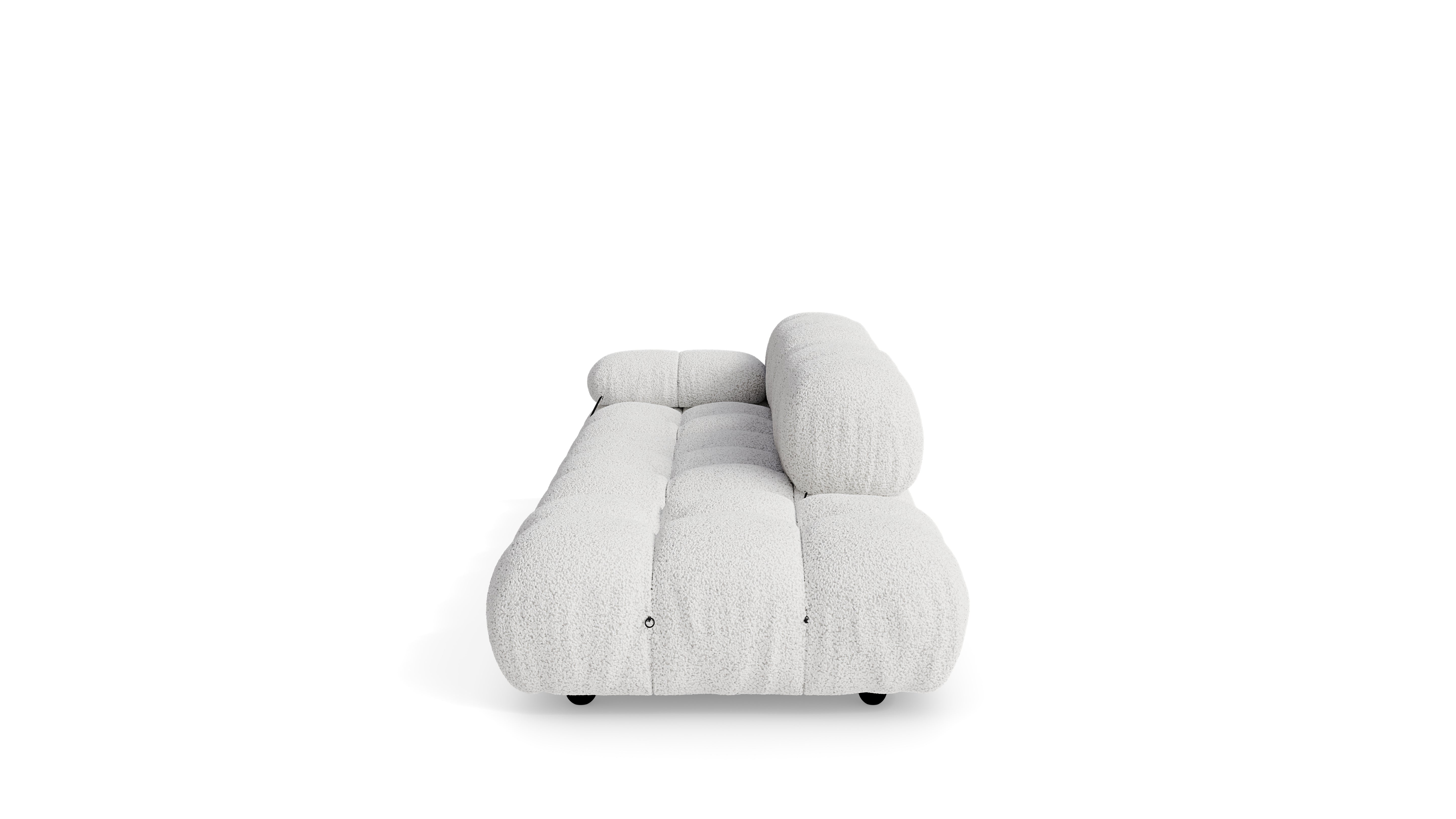 Marshmallow White Boucle Mario Bellini Camaleonda Sofa reproduction, Caméléonde Sofa: Three-Module with Ottoman End by Archetype Forms, in the USA and Canada - Side
