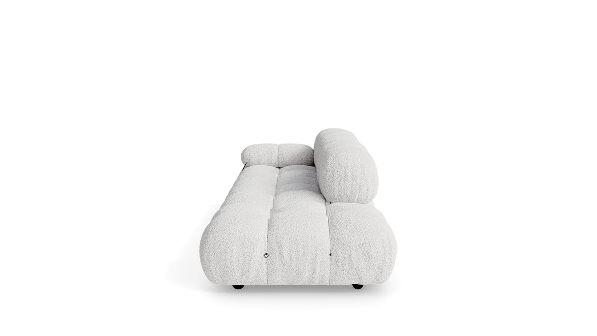 Marshmallow White Boucle Mario Bellini Camaleonda Sofa reproduction, Caméléonde Sofa: Three-Module with Ottoman End by Archetype Forms, in the USA and Canada - Side