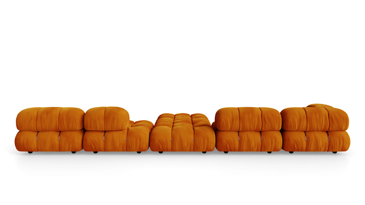 Golden Ochre Velvet Mario Bellini Camaleonda Sofa Composition reproduction, Caméléonde Grand Composition by Archetype Forms, in the USA and Canada - Back