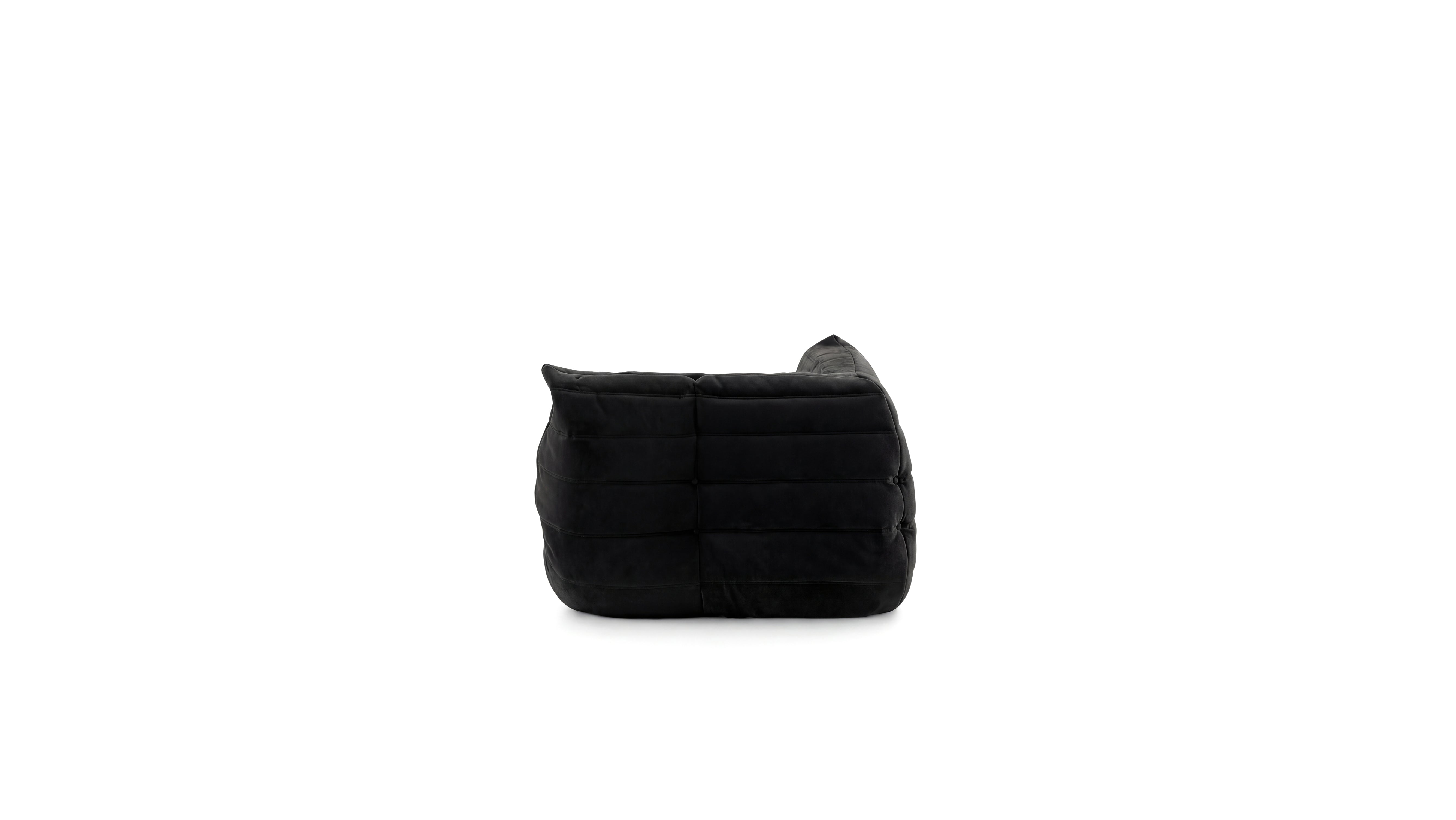Black Nubuck Aniline Leather Michel Ducaroy TOGO Corner Seat R3233 in the USA in Canada on a white background - Back, repr.