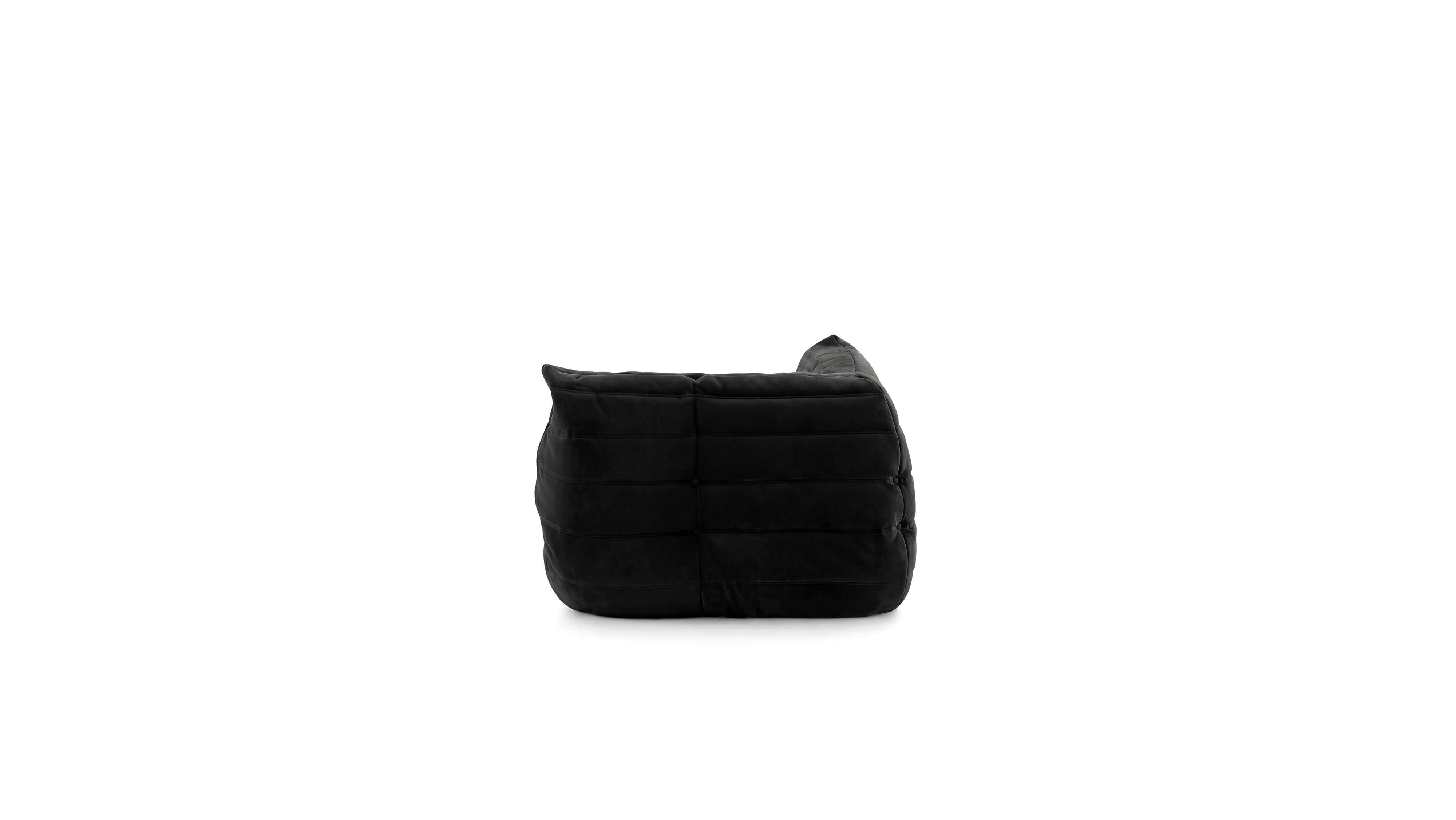 Black Nubuck Aniline Leather Michel Ducaroy TOGO Corner Seat R3233 in the USA in Canada on a white background - Back, repr.