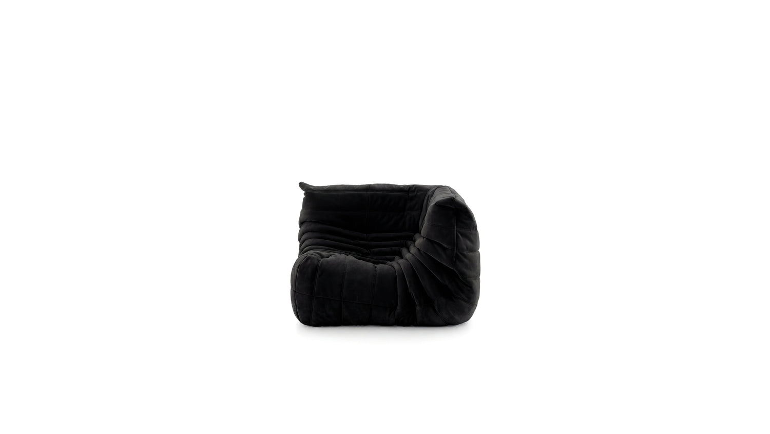 Black Nubuck Aniline Leather Michel Ducaroy TOGO Corner Seat R 3233 in the USA in Canada on a white background - Front, repr.