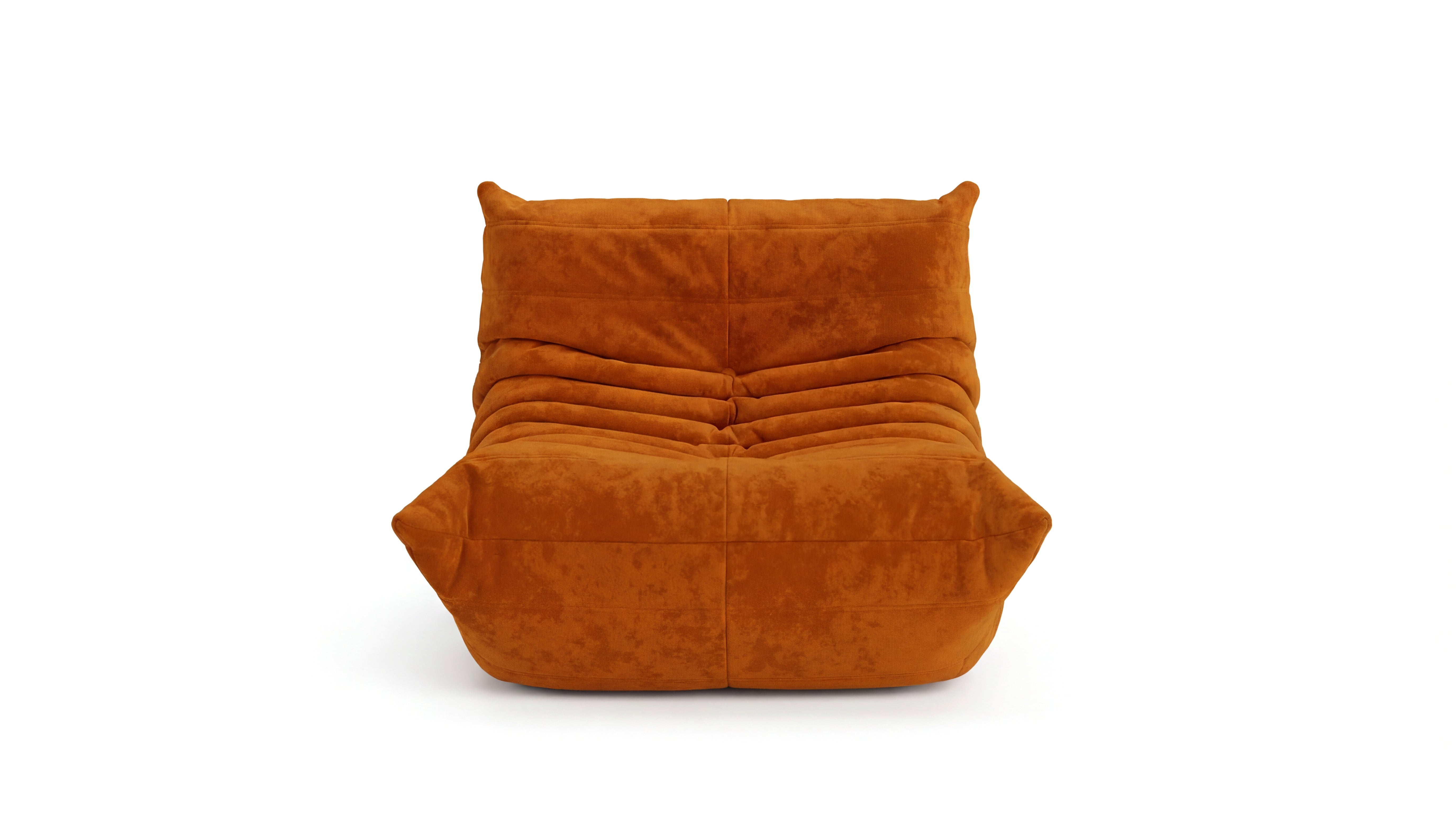 Orange Michel Ducaroy TOGO Fireside Chair rep. on a white background in the USA in Canada
