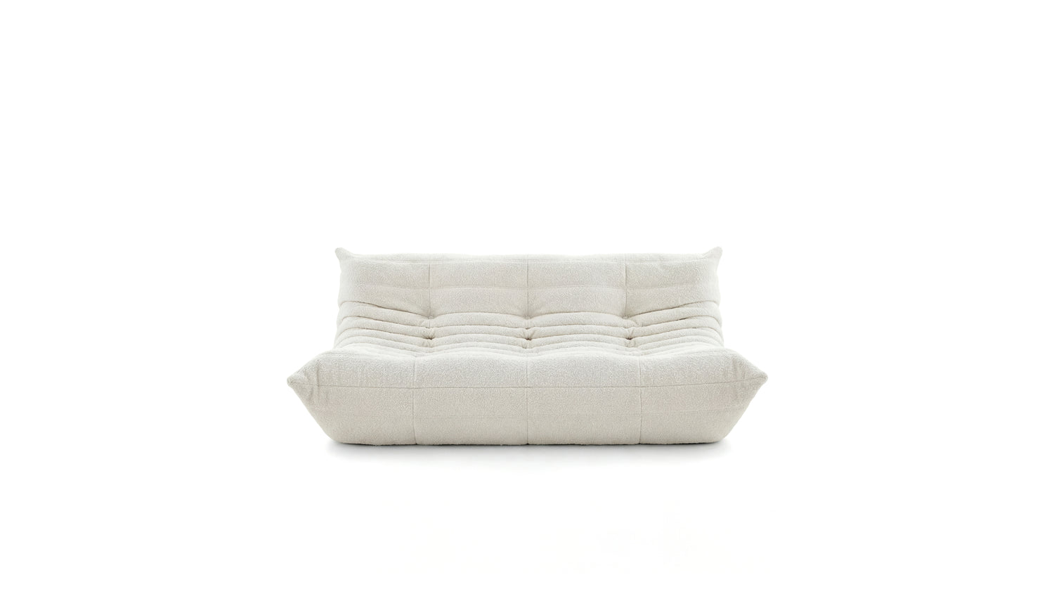 White Boucle Michel Ducaroy TOGO Sofa without Arms on a white background - Front, R-3232 repr.