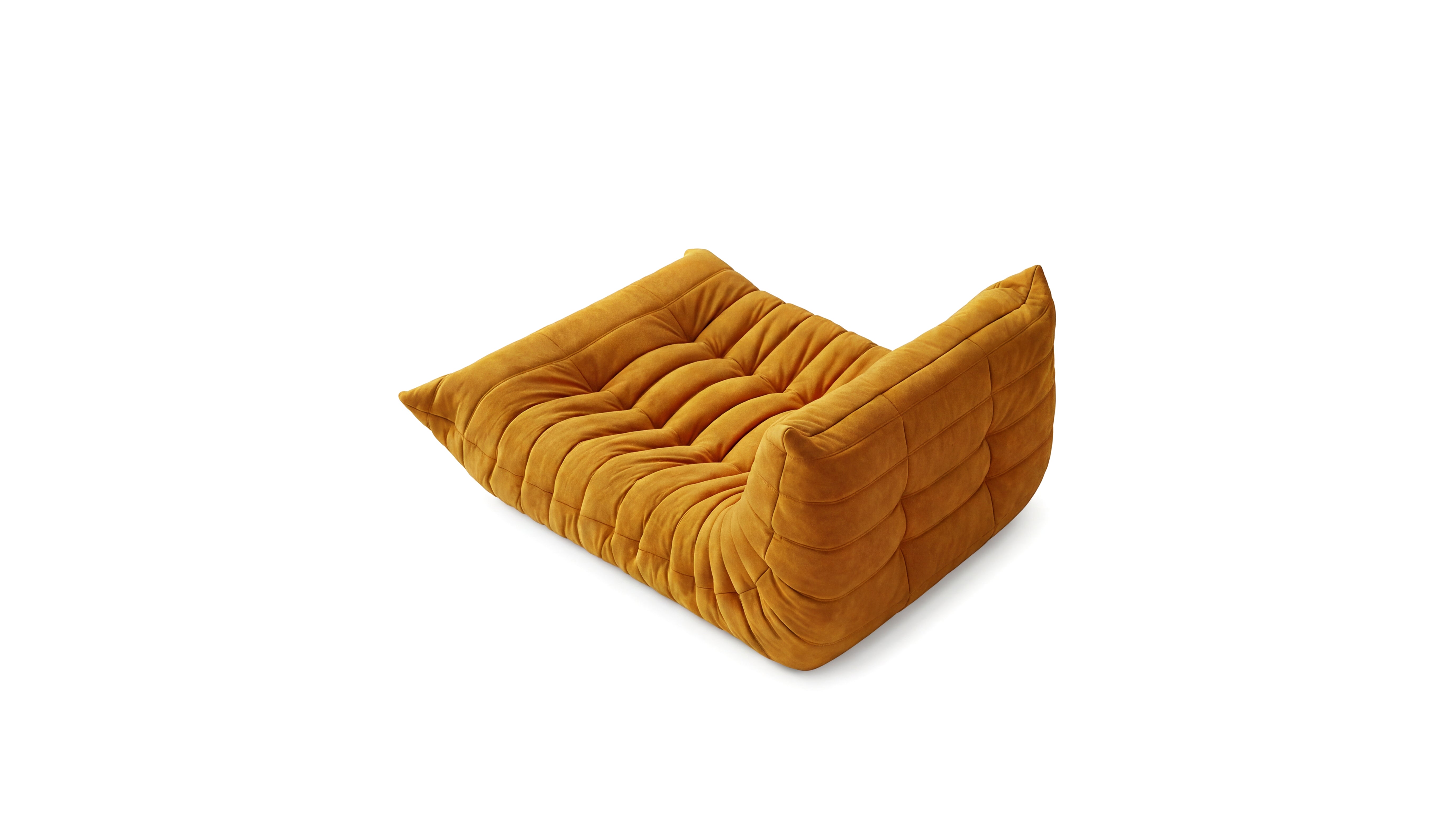 Camel Nubuck Michel Ducaroy Togo Lounge on a white background in the USA in Canada - Back Angle, R-3235 repr.