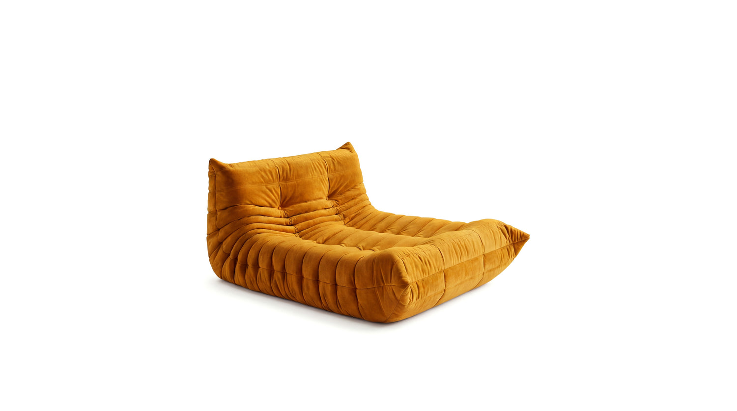Camel Nubuck Michel Ducaroy Togo Lounge on a white background in the USA in Canada - Front Angle, R-3235 repr.