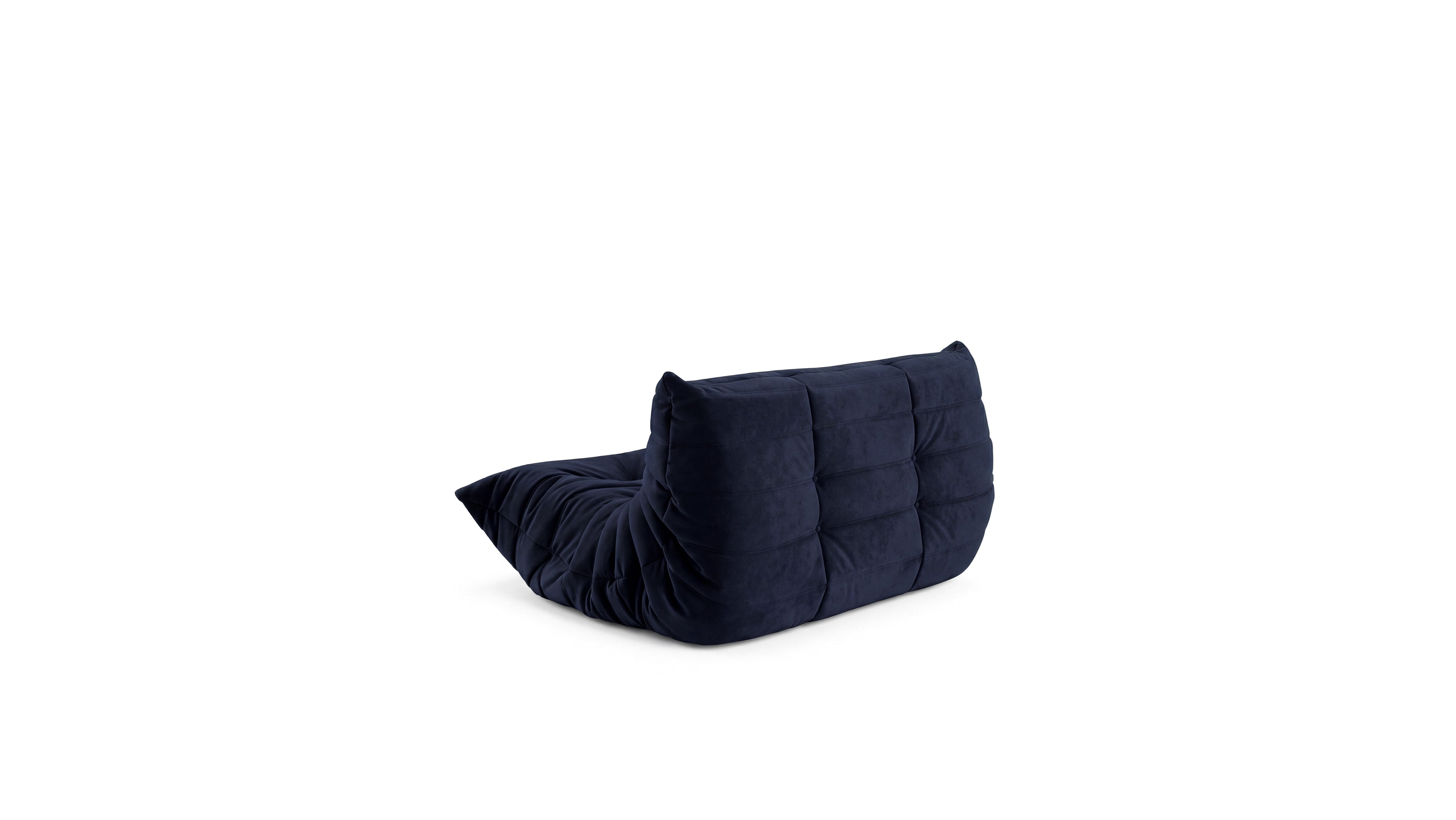 Navy blue Togo Sofa Loveseat Without arms on a white background in the USA in Canada - Back Angle