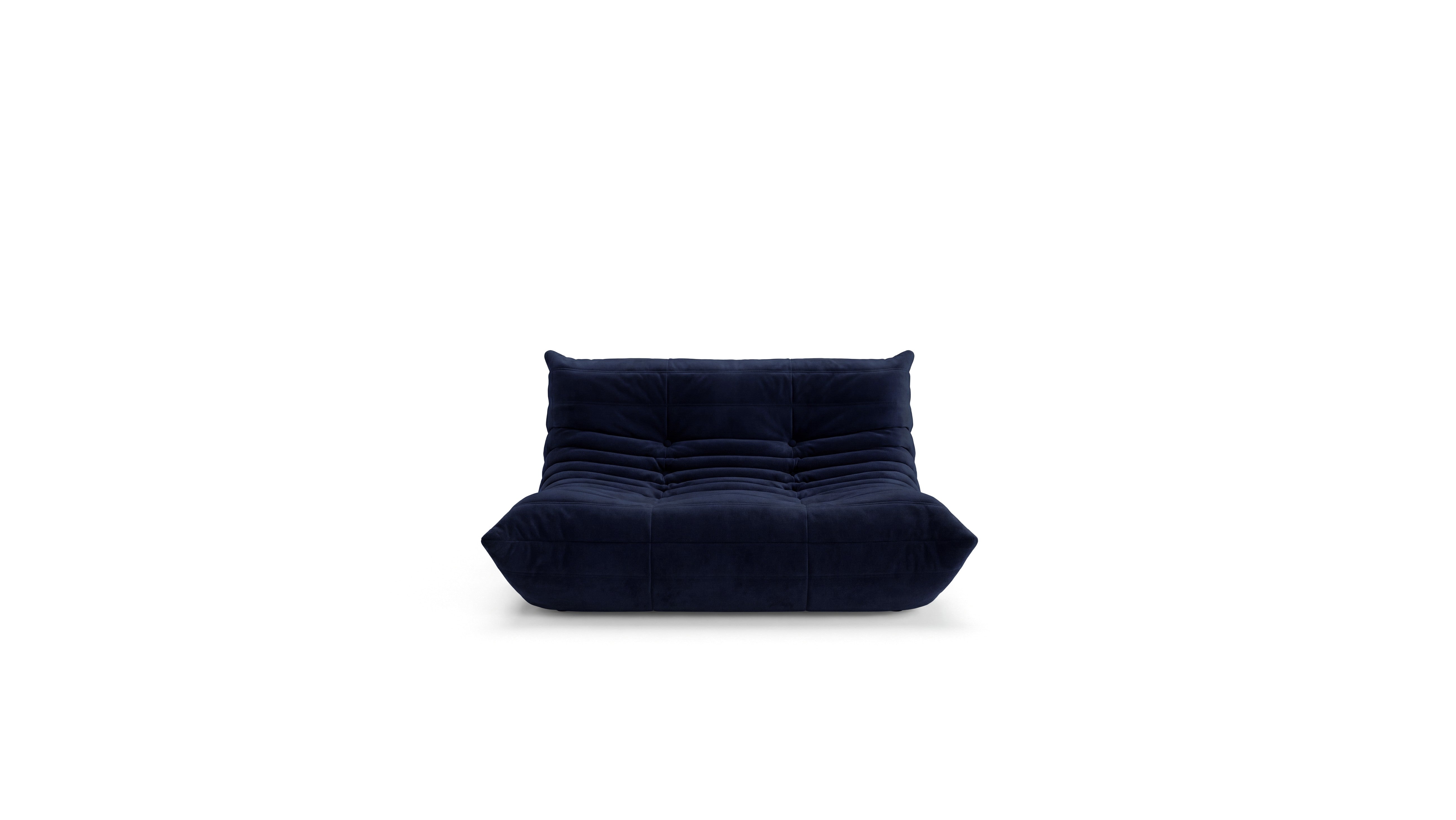 Navy blue Togo Sofa Loveseat Without arms on a white background - Front