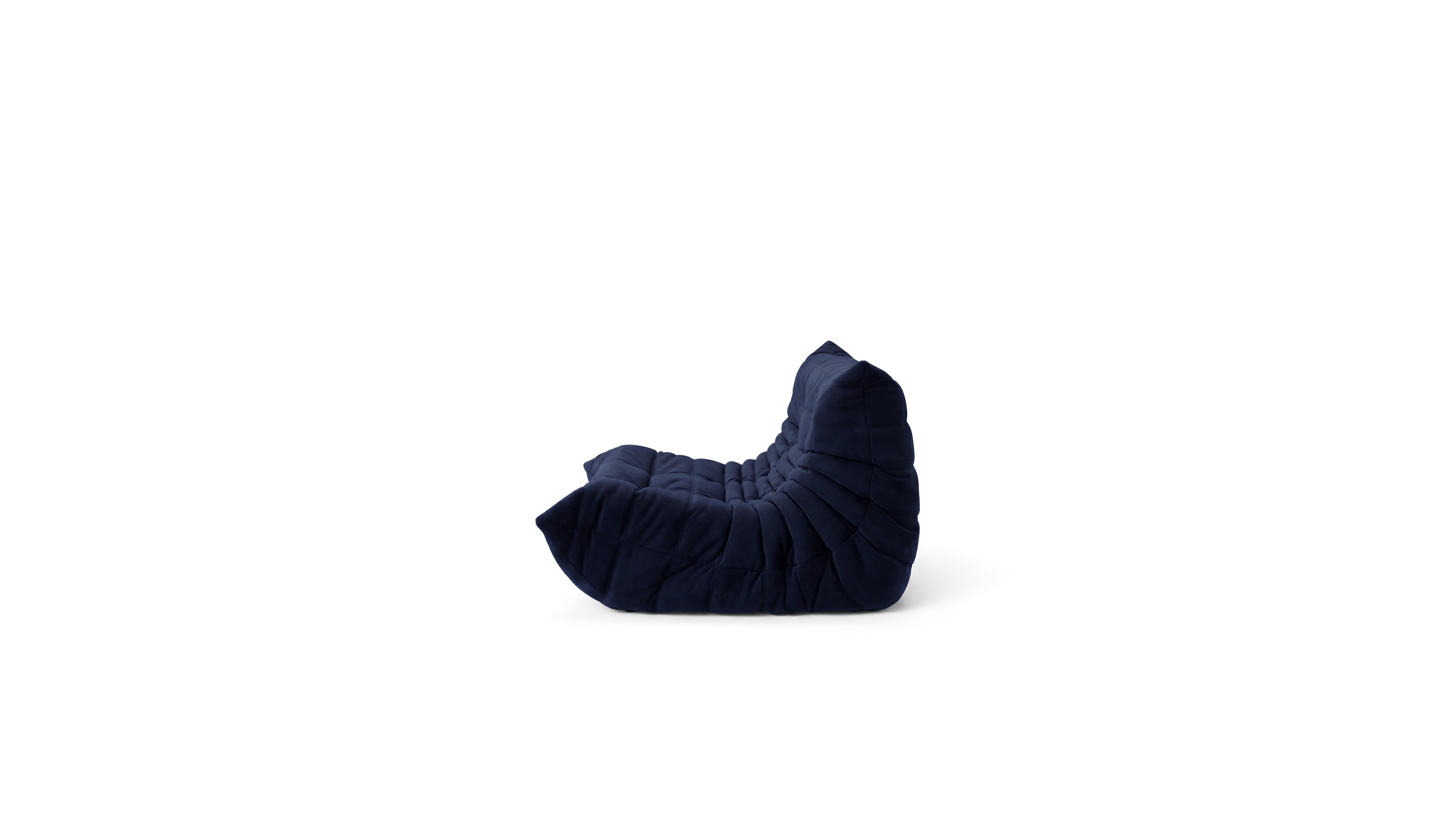 Navy blue Togo Sofa Loveseat Without arms on a white background in the USA in Canada - Side