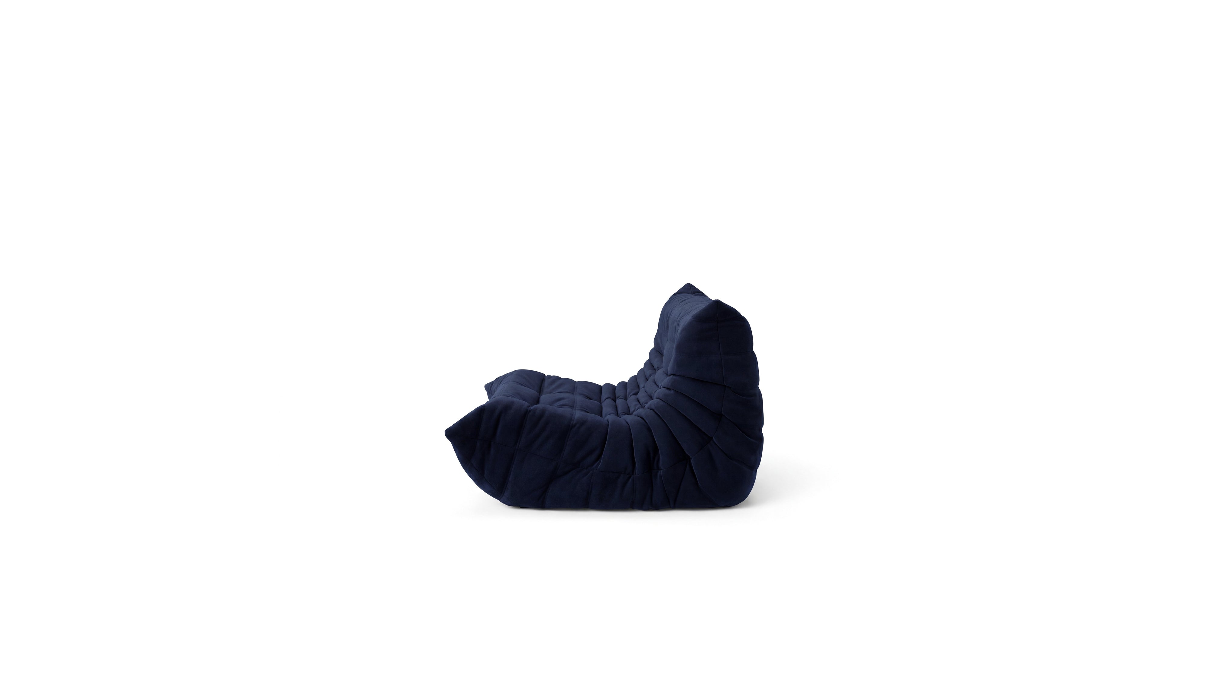 Navy blue Togo Sofa Loveseat Without arms on a white background in the USA in Canada - Side