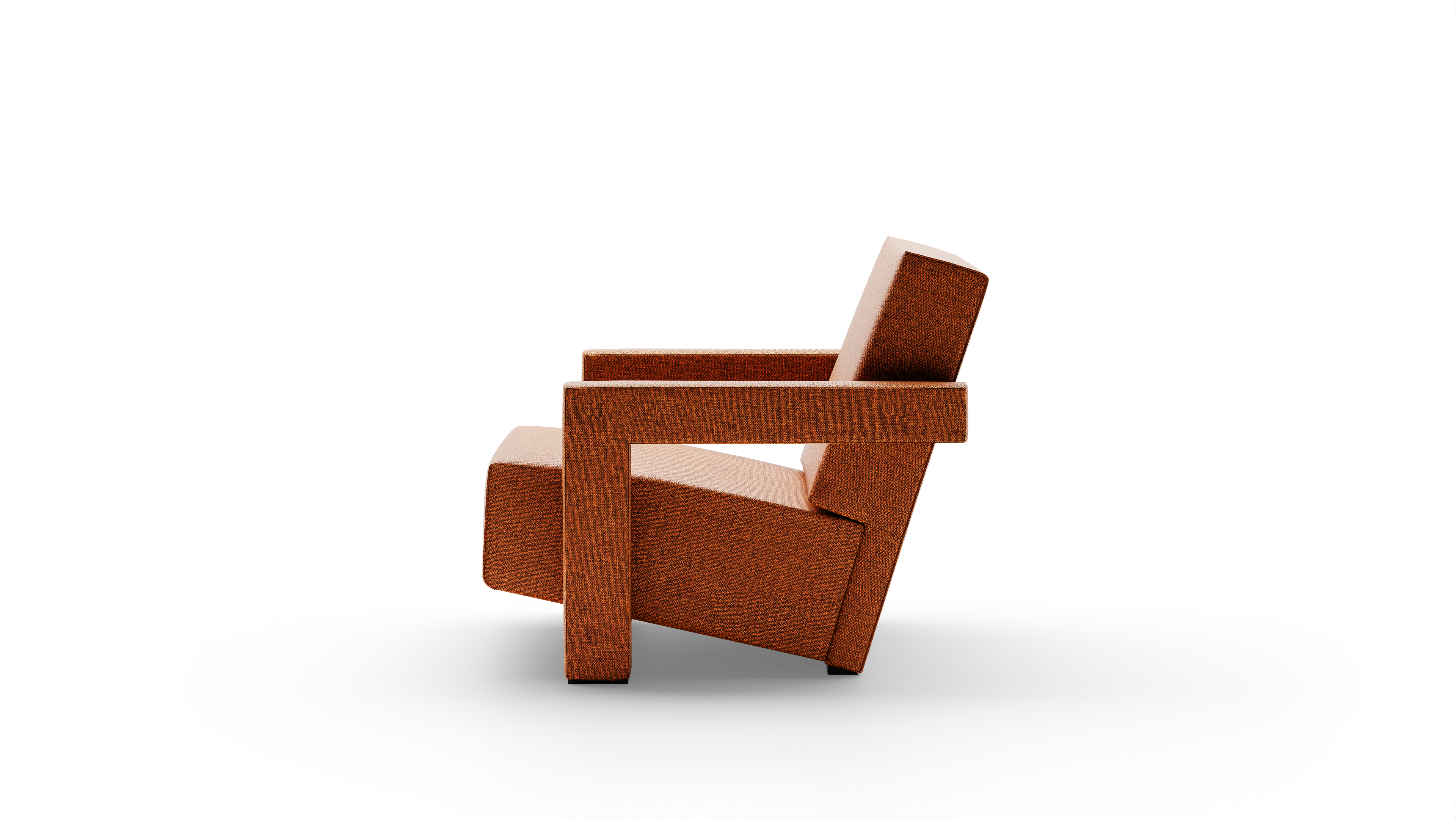 Side view of Gerrit Thomas Rietveld Utrecht Style 367-XL Extra Large Lounge Chair, available online in Canada. Designed by Gerrit Thomas Rietveld, Made by Archetype Forms.